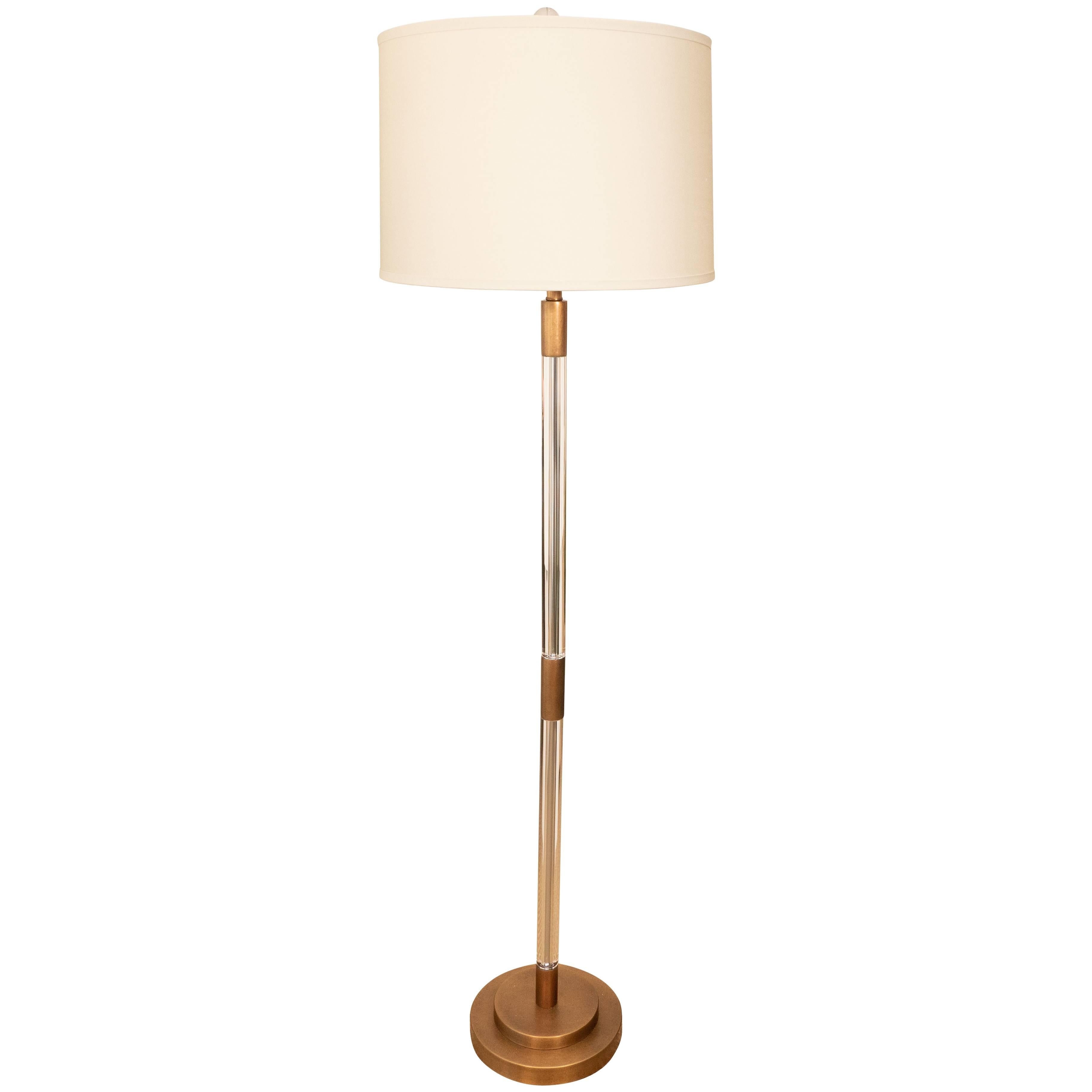 Glass and Brass Floor Lamp