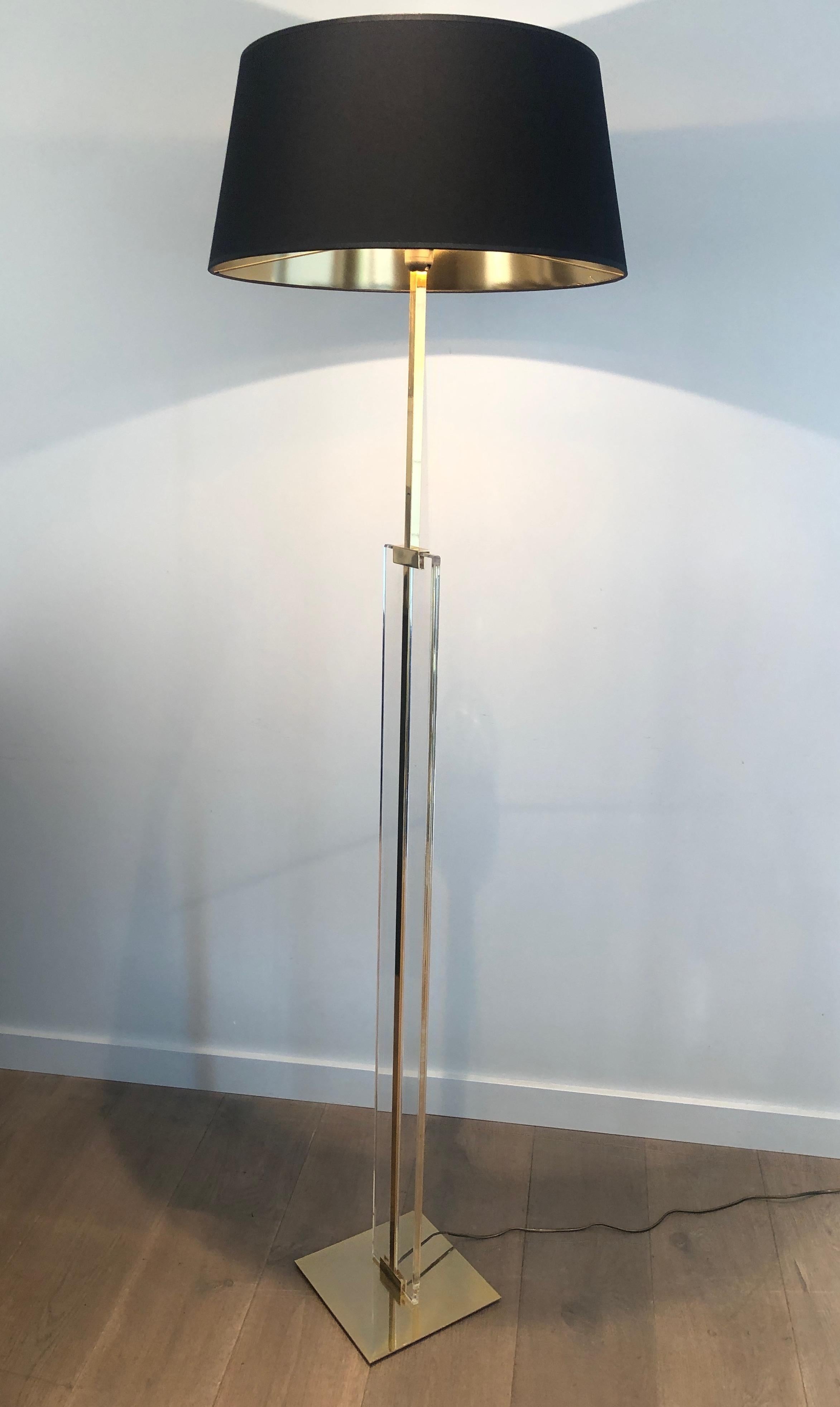 Glass and Brass Floor Lamp, French, Circa 1970 For Sale 7
