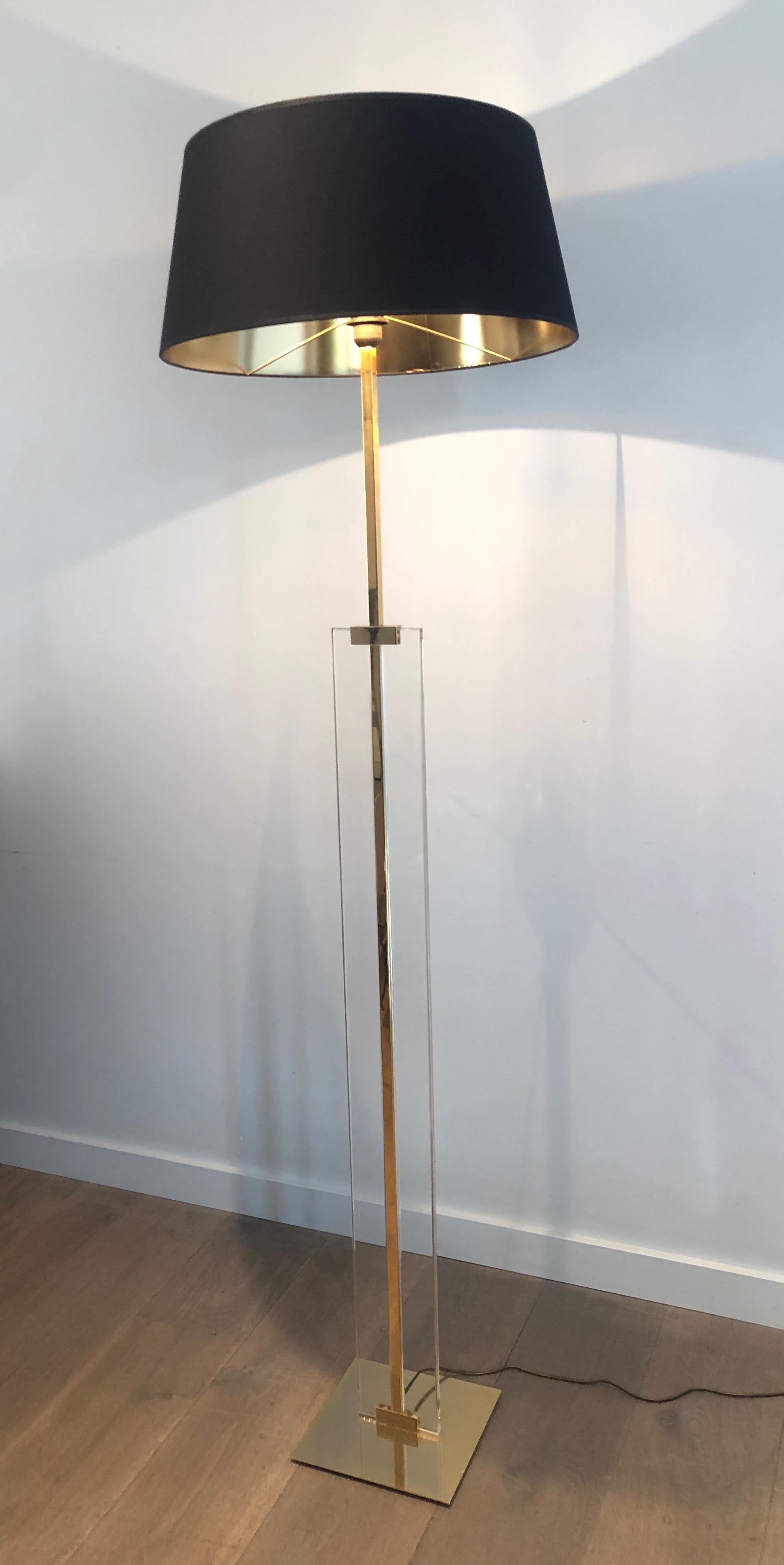Glass and Brass Floor Lamp, French, Circa 1970 For Sale 11