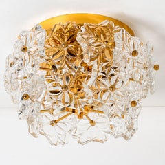 Monture affleurante à deux niveaux en verre et laiton, Allemagne, années 1970
