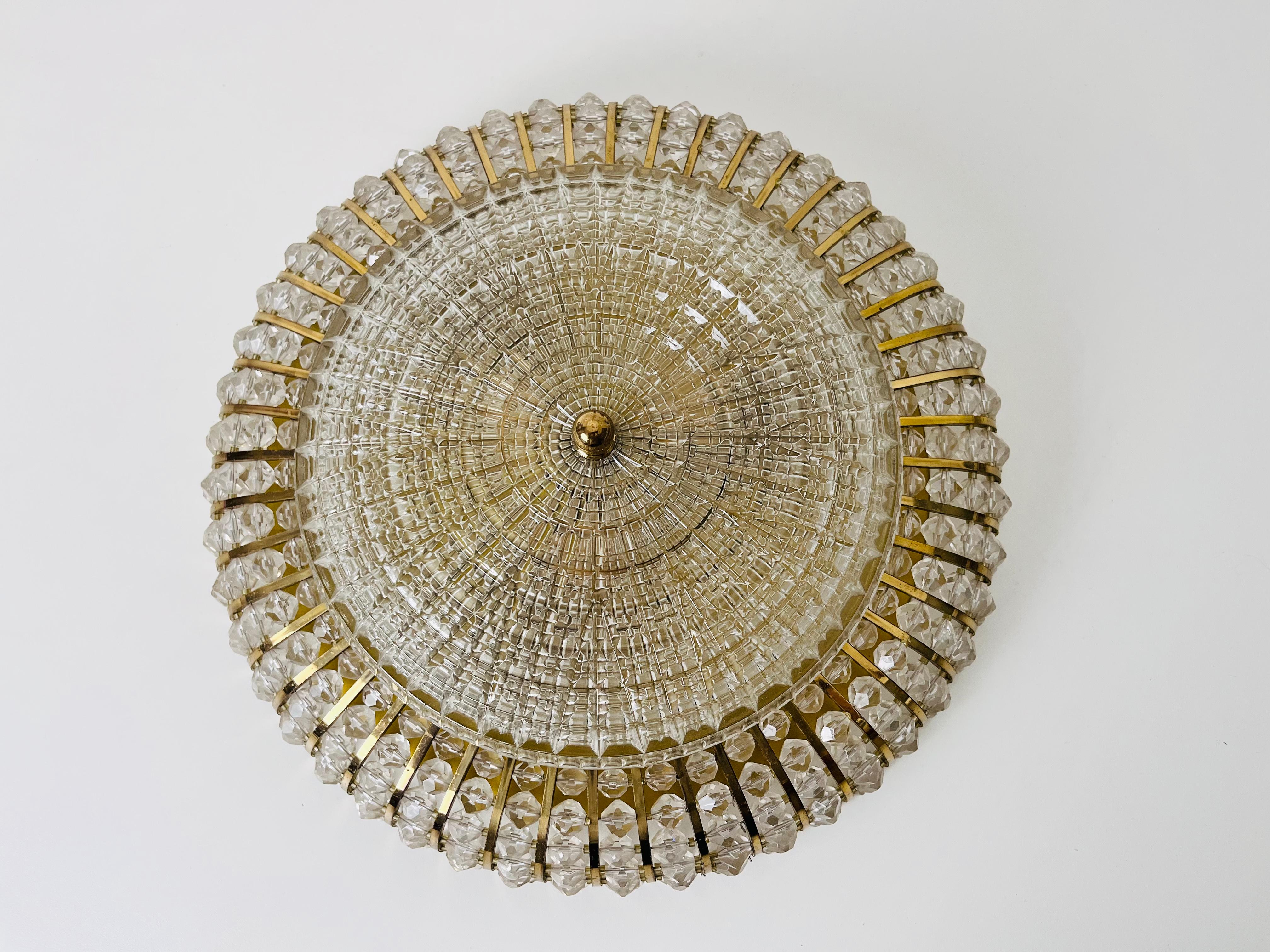 Glass and Brass Flush Mount by Emil Stejnar for Rupert Nikoll, 1960s In Good Condition For Sale In Hagenbach, DE