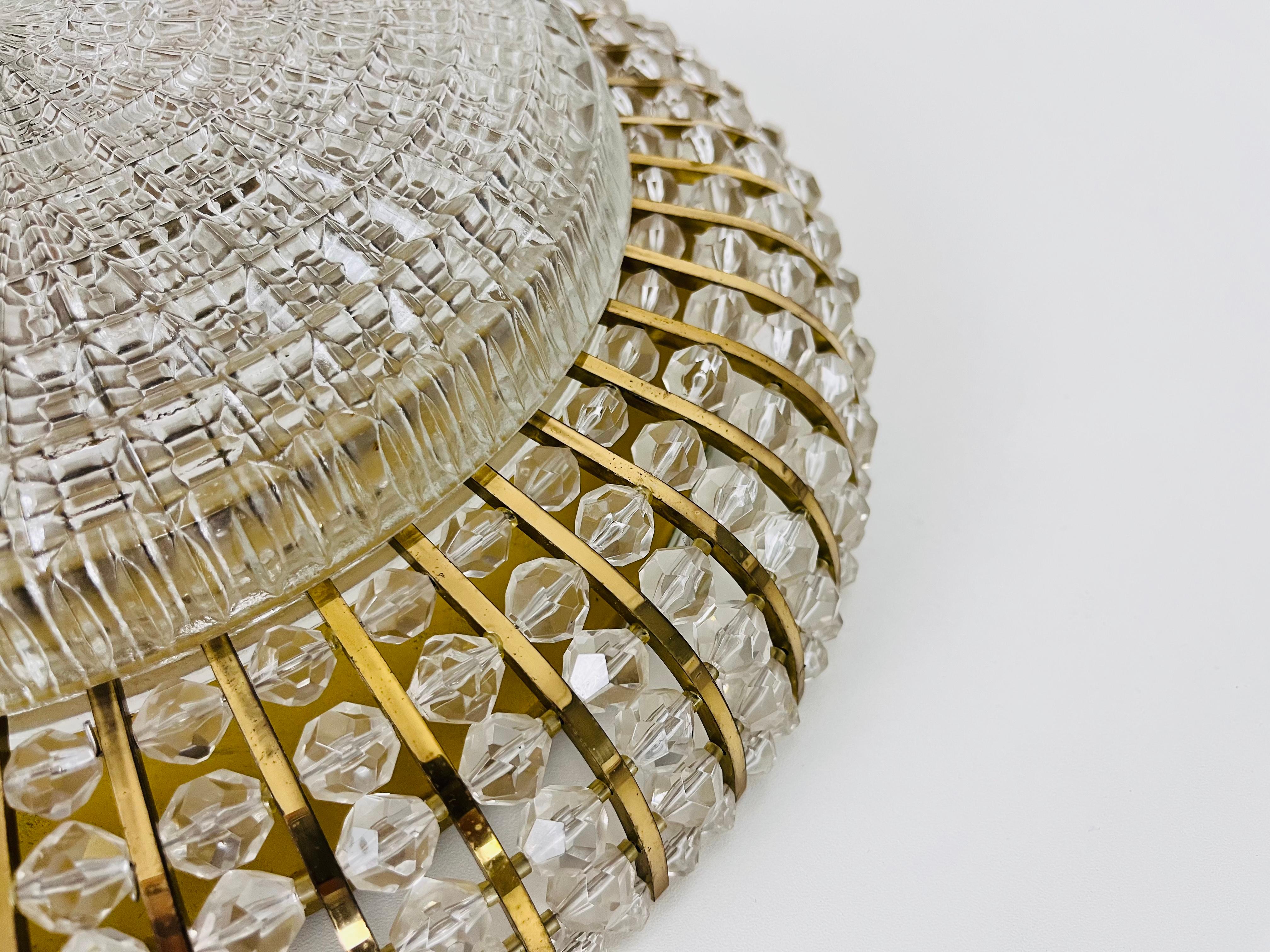 Glass and Brass Flush Mount by Emil Stejnar for Rupert Nikoll, 1960s For Sale 1