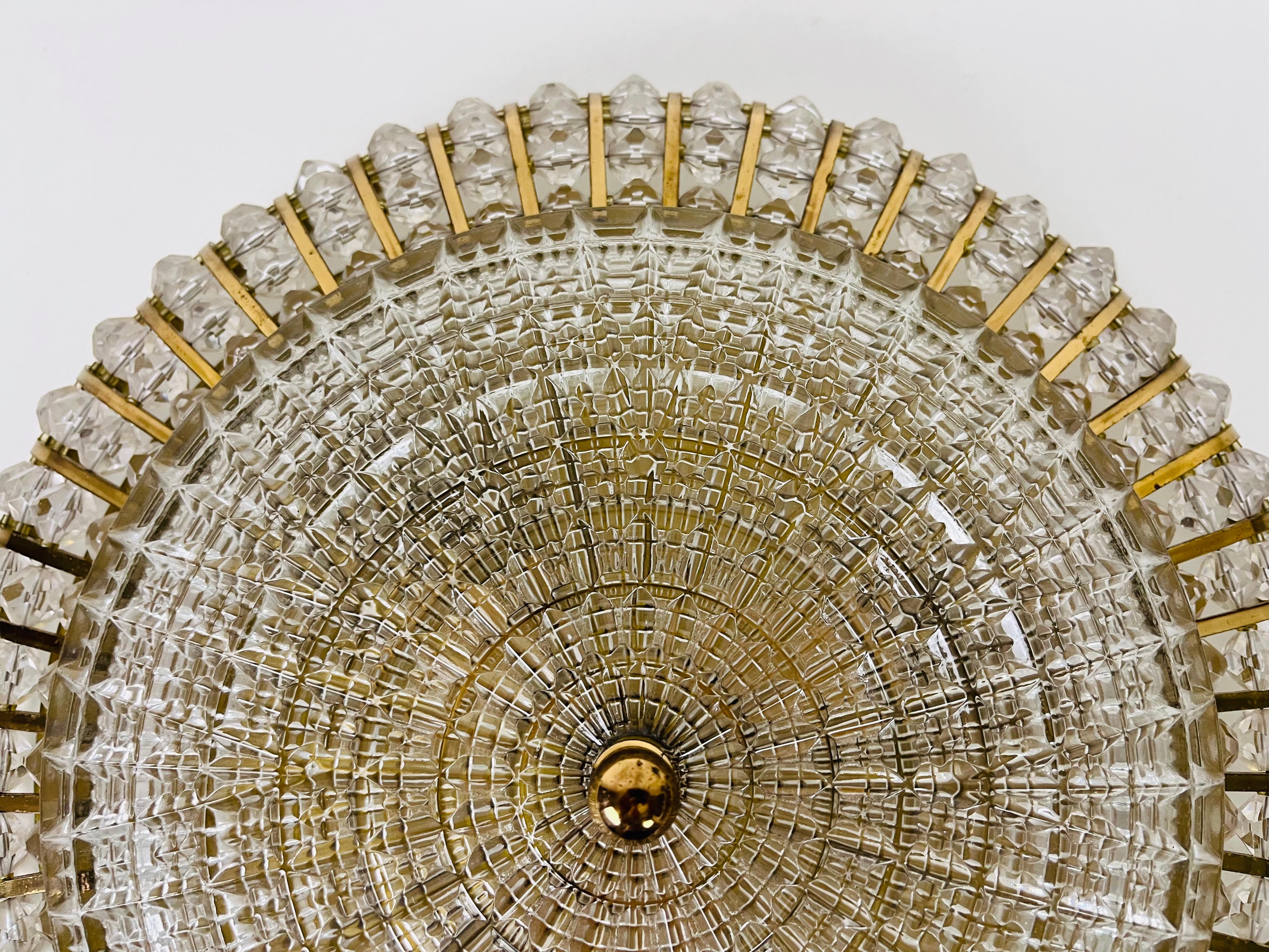 Glass and Brass Flush Mount by Emil Stejnar for Rupert Nikoll, 1960s For Sale 3