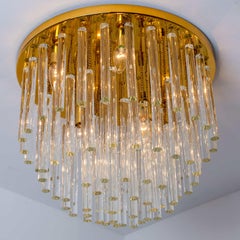 Glass and Brass Flush Mount by Palme, 1970s