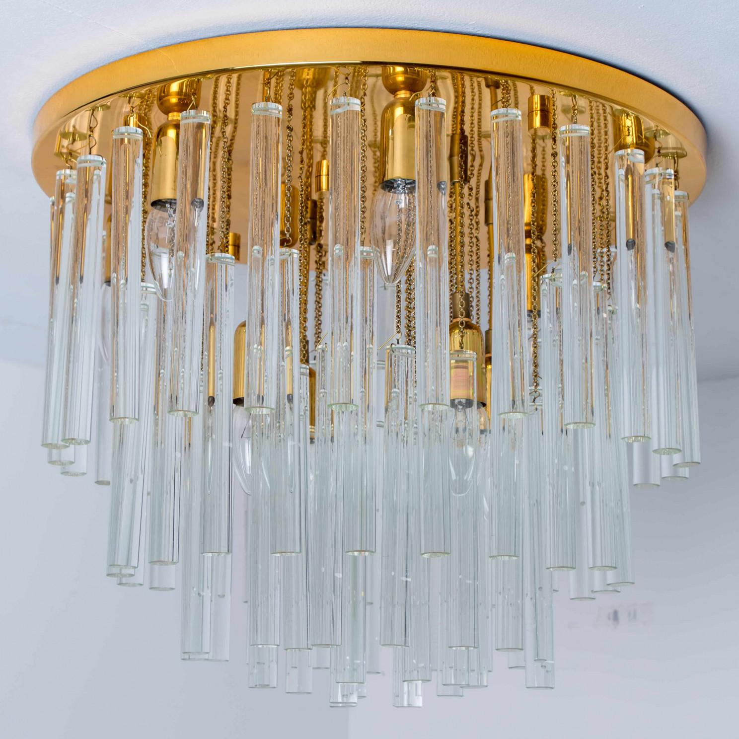 Other Glass and Brass Flush Mount by Palme, 1970s For Sale