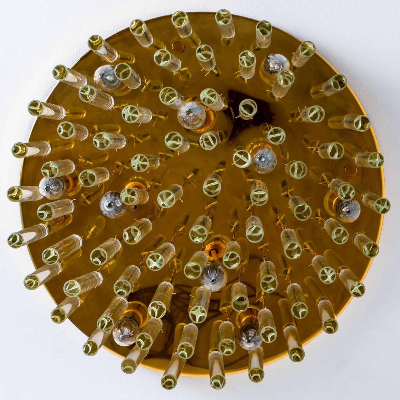 Late 20th Century Glass and Brass Flush Mount by Palme, 1970s For Sale