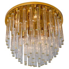Glass and Brass Flush Mount by Palme, 1970s