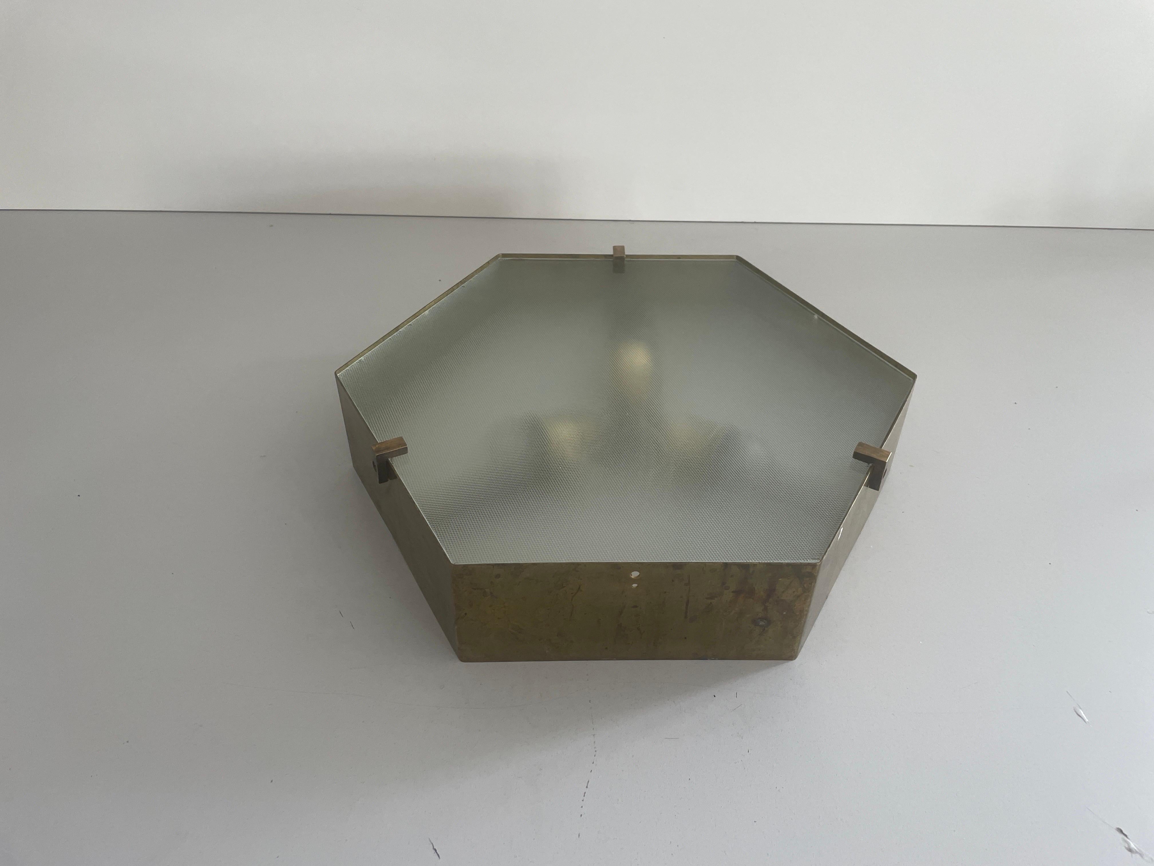 Empotrable de cristal y latón, Al estilo de Gio Ponti - Arredoluce, Años 50, Italia Italiano en venta