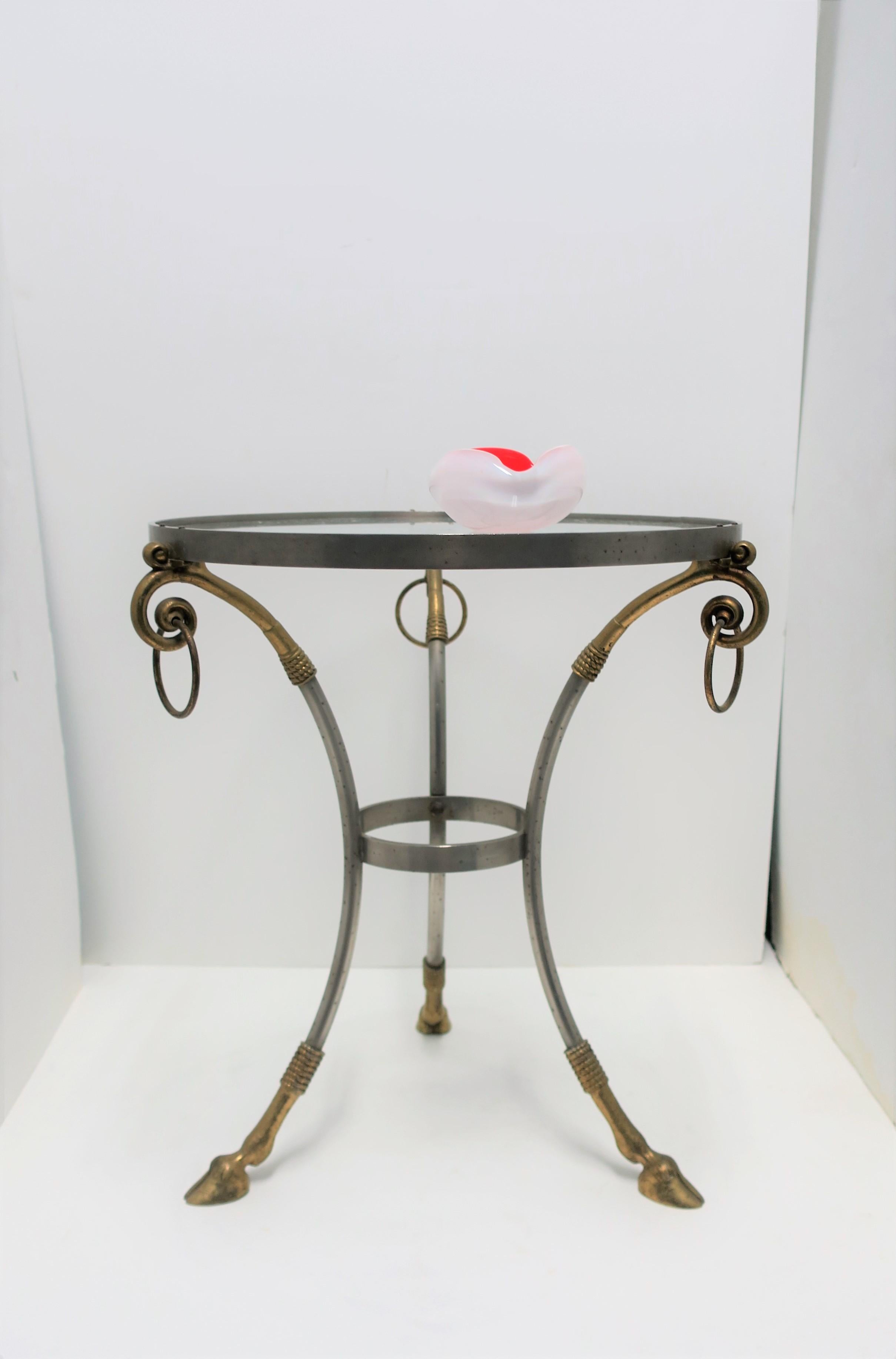 Glass and Brass Gueridon Side or Drinks Table in the Style of Maison Jansen 5