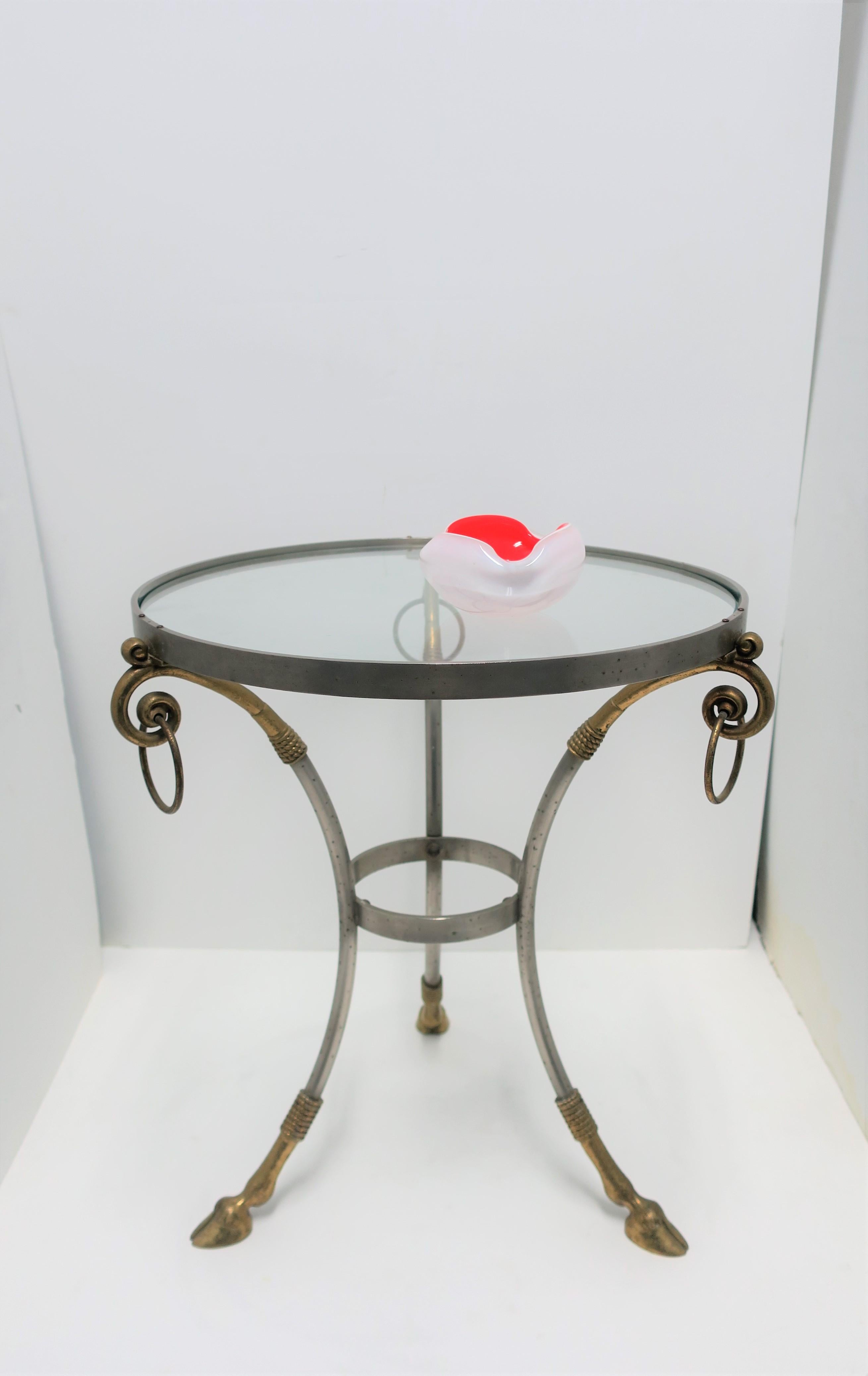 Glass and Brass Gueridon Side or Drinks Table in the Style of Maison Jansen 6
