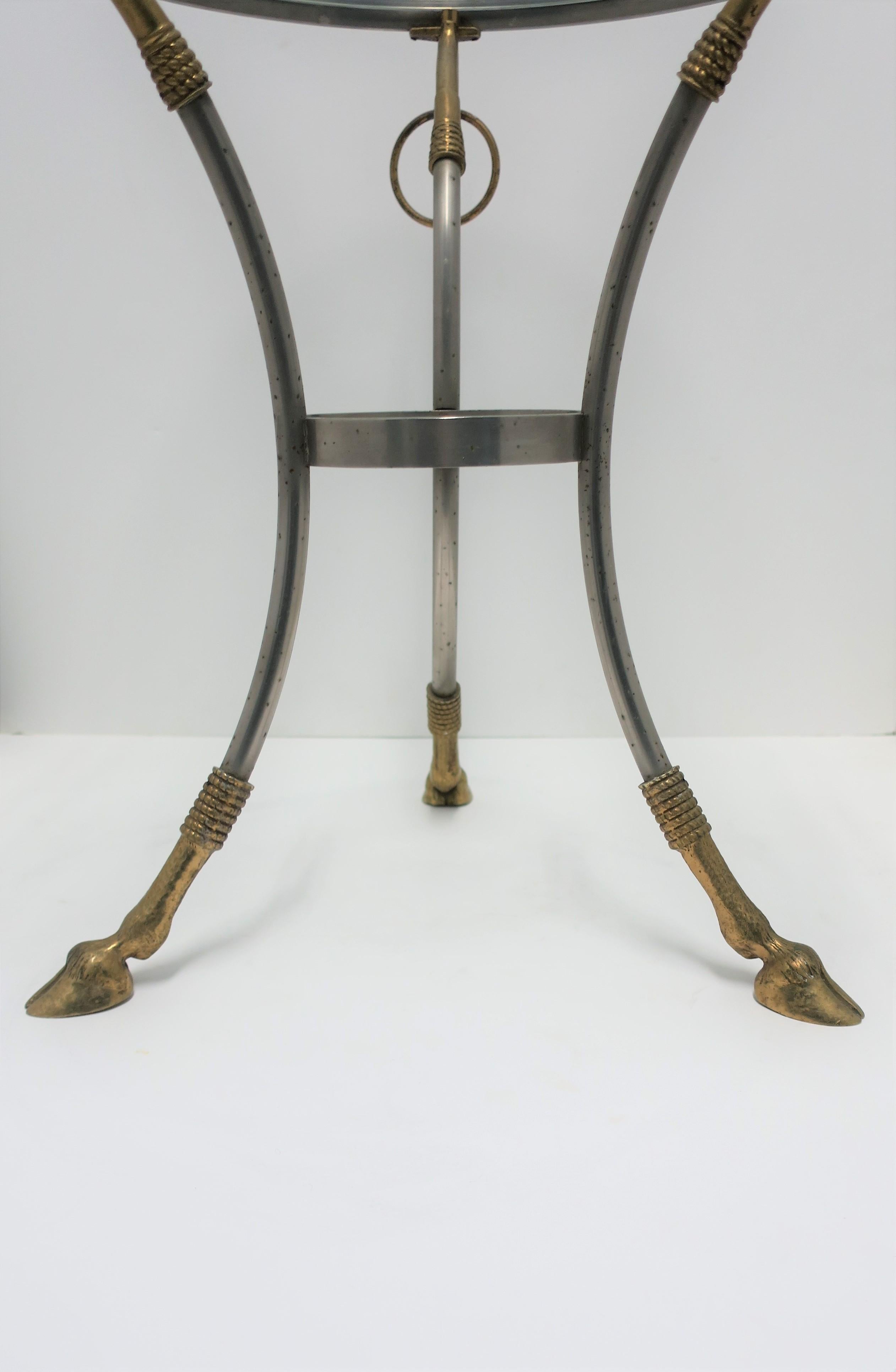 Glass and Brass Gueridon Side or Drinks Table in the Style of Maison Jansen 10