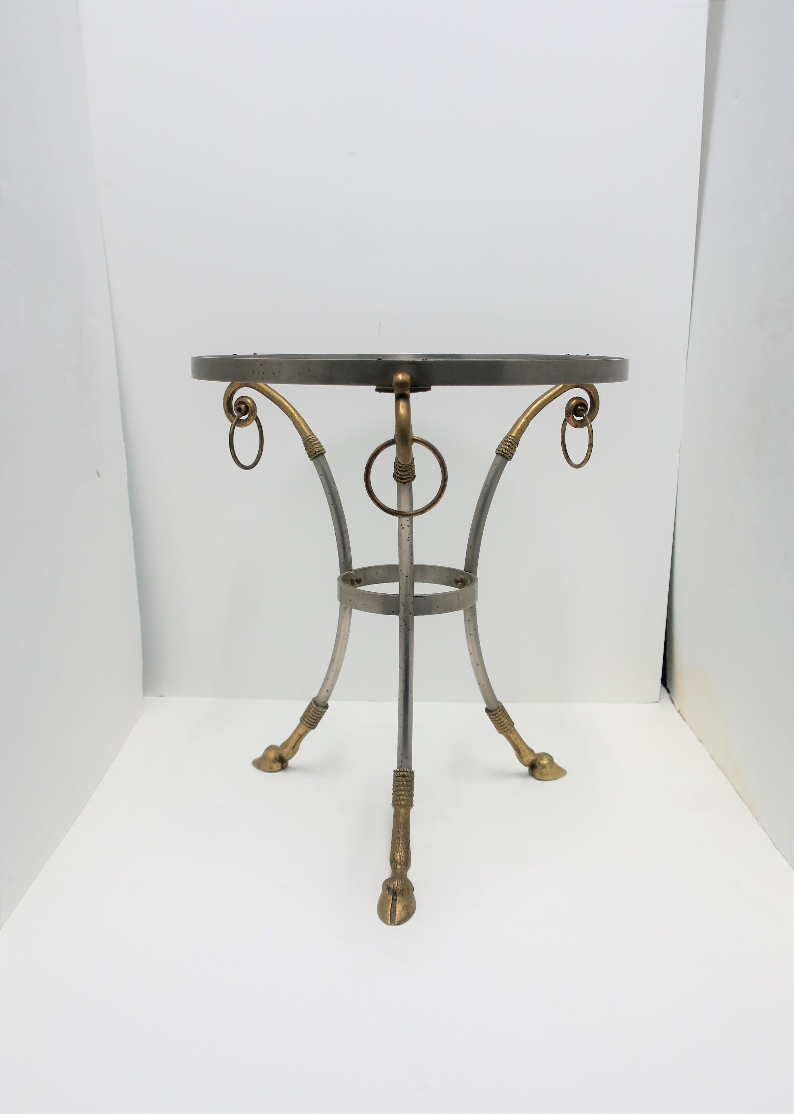 French Glass and Brass Gueridon Side or Drinks Table in the Style of Maison Jansen