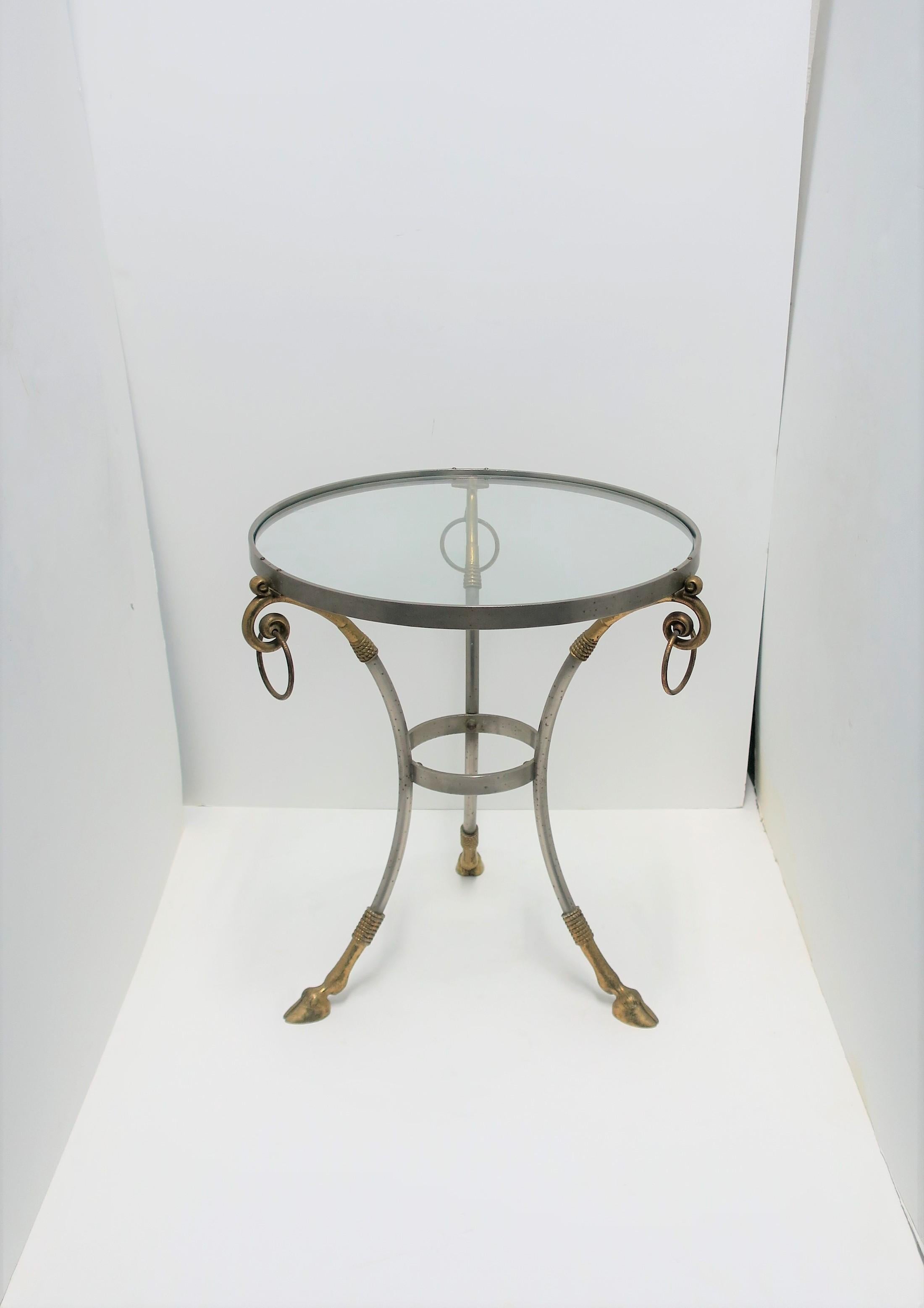 Glass and Brass Gueridon Side or Drinks Table in the Style of Maison Jansen 2