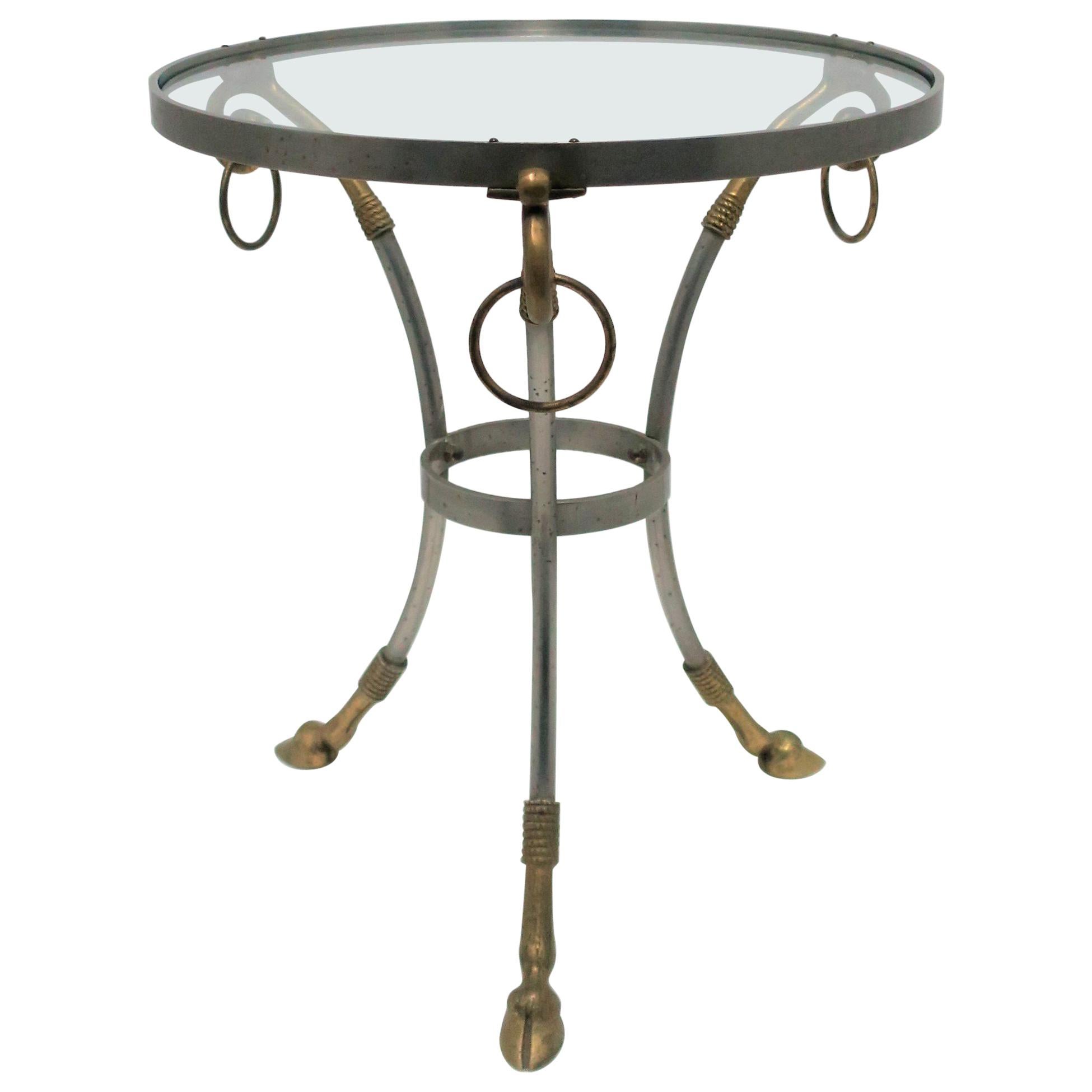 Glass and Brass Gueridon Side or Drinks Table in the Style of Maison Jansen