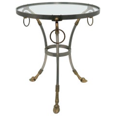 Glass and Brass Gueridon Side or Drinks Table in the Style of Maison Jansen