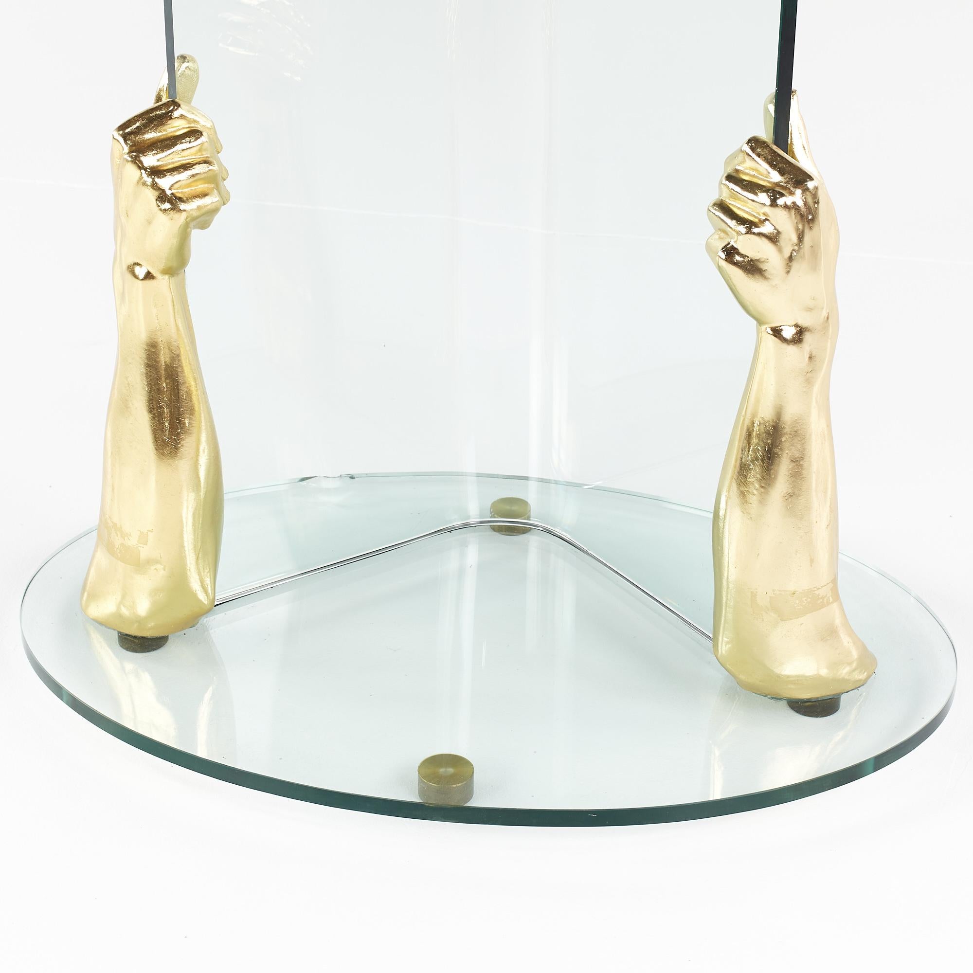 Glass and Brass Hands Coat Rack For Sale 4