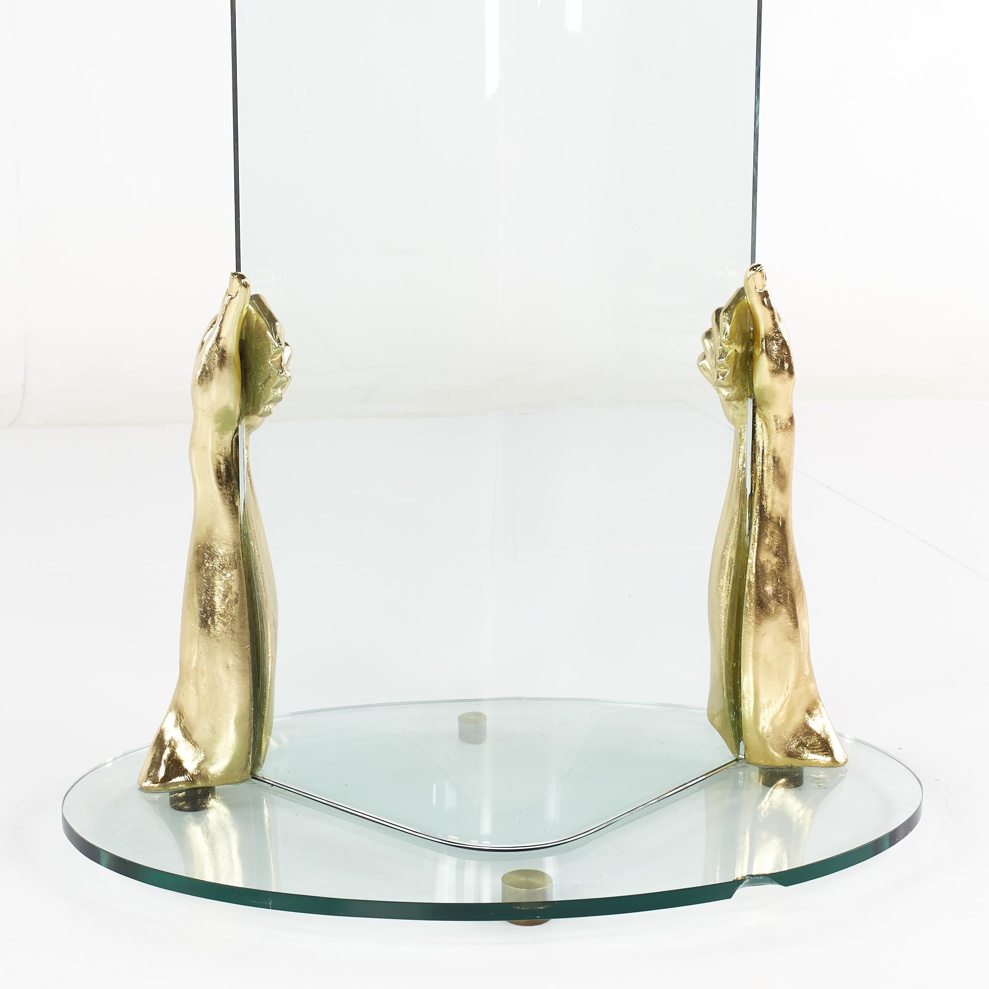 Glass and Brass Hands Coat Rack For Sale 5