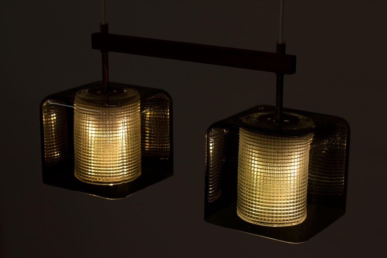 Glass and Brass Hanging Lamp by Carl Fagerlund for Orrefors 5