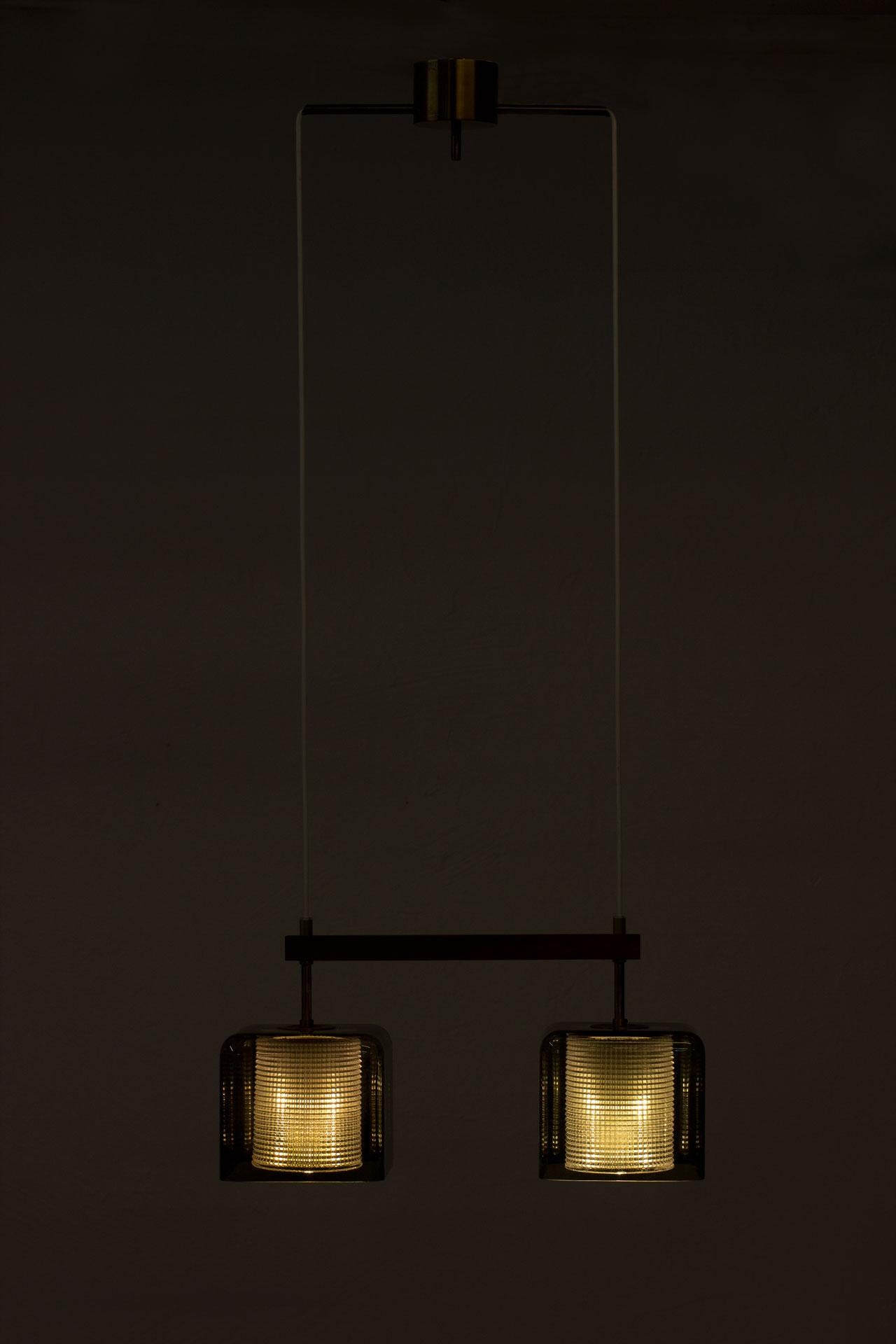 Glass and Brass Hanging Lamp by Carl Fagerlund for Orrefors 3
