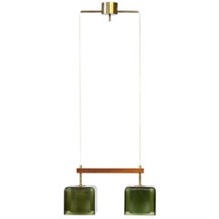 Glass and Brass Hanging Lamp by Carl Fagerlund for Orrefors