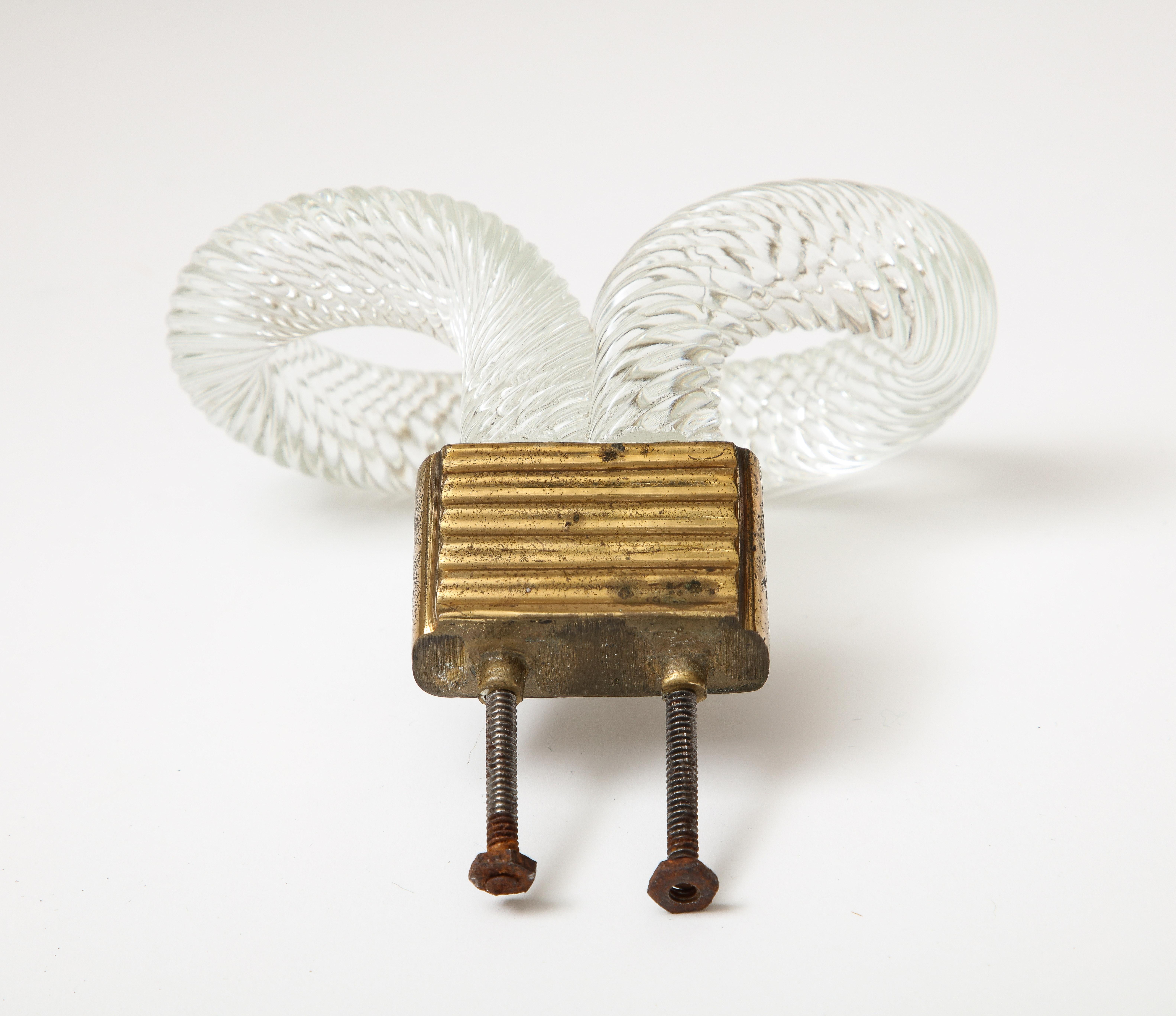 Glass and Brass Hook/Door Pull Attributed to Carlo Scarpa, Italy, c. 1940 For Sale 8