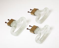 Glass and Brass Hook/Door Pull Attributed to Carlo Scarpa, Italy, c. 1940