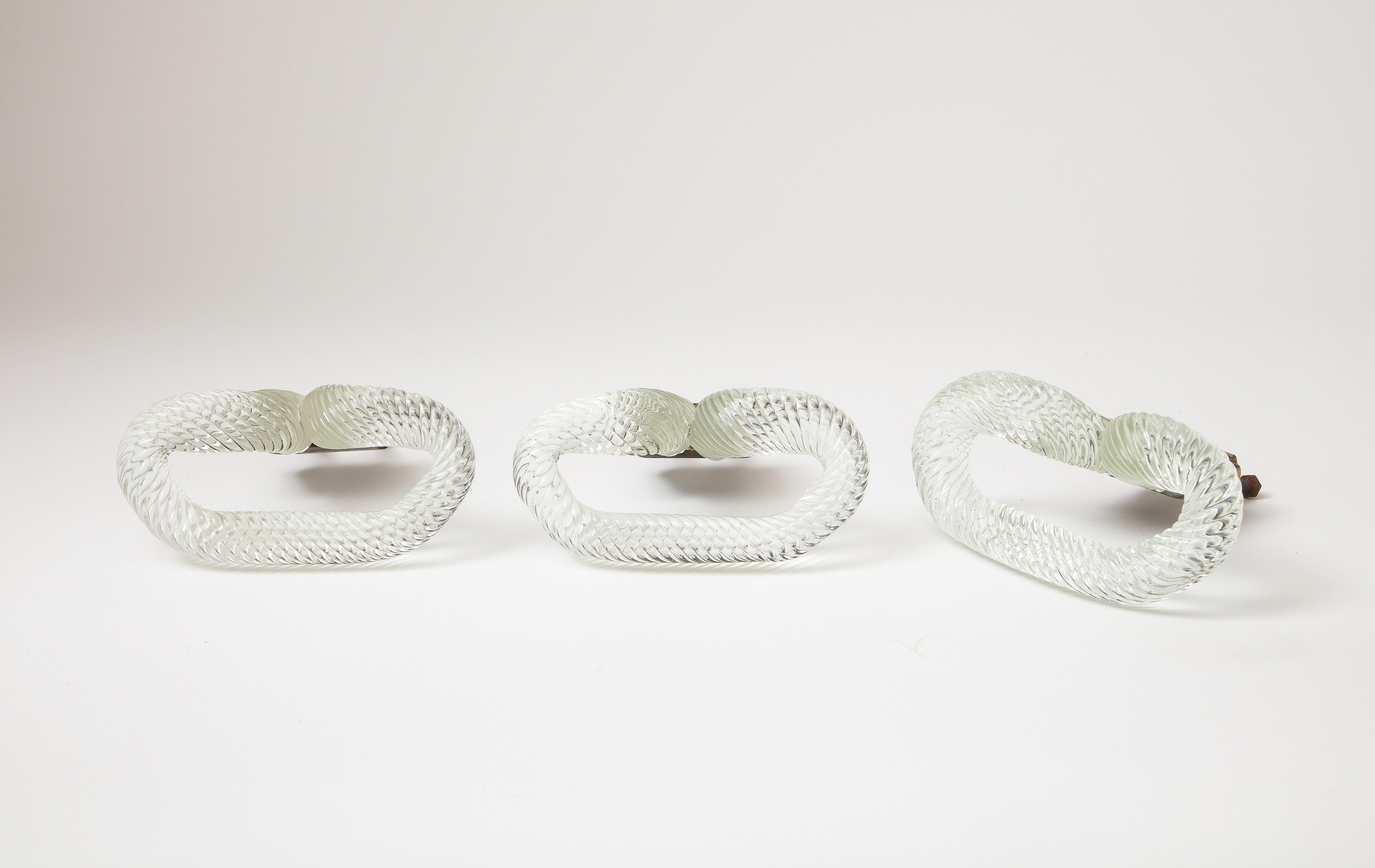 Poignée de crochet/porte en verre et laiton attribuée à Carlo Scarpa, Italie, vers 1940 en vente 1