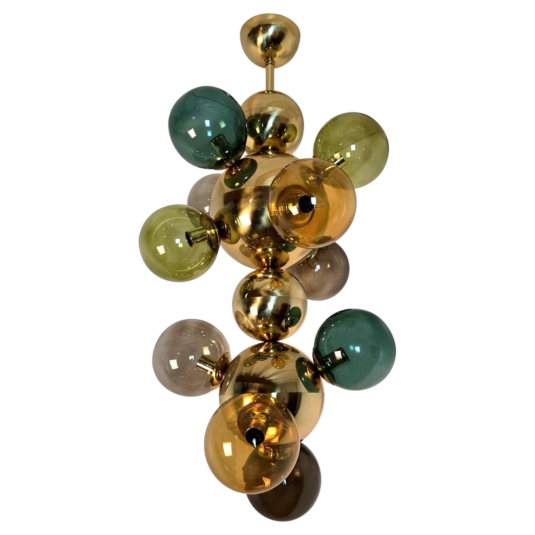 Glass and brass Italian chandelier