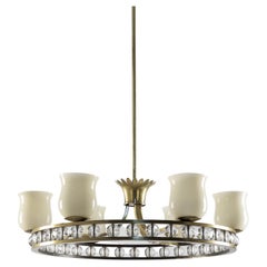 Glass and Brass Italian Chandelier from the 1950's