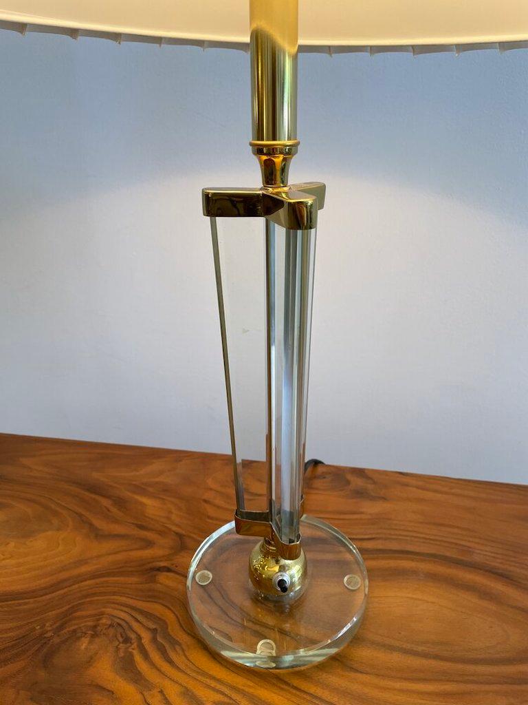 Glass and Brass Italian Table Lamp Attr. Fontana Arte 2
