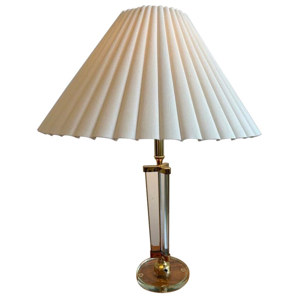 Glass and Brass Italian Table Lamp Attr. Fontana Arte