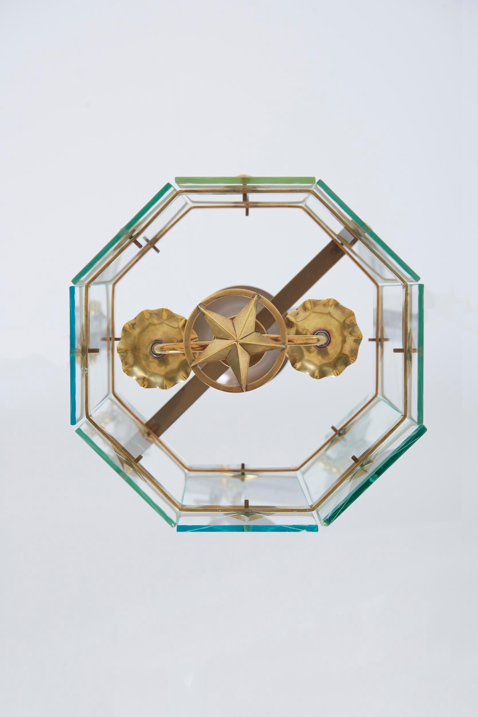Lanterne en verre et laiton en vente 2