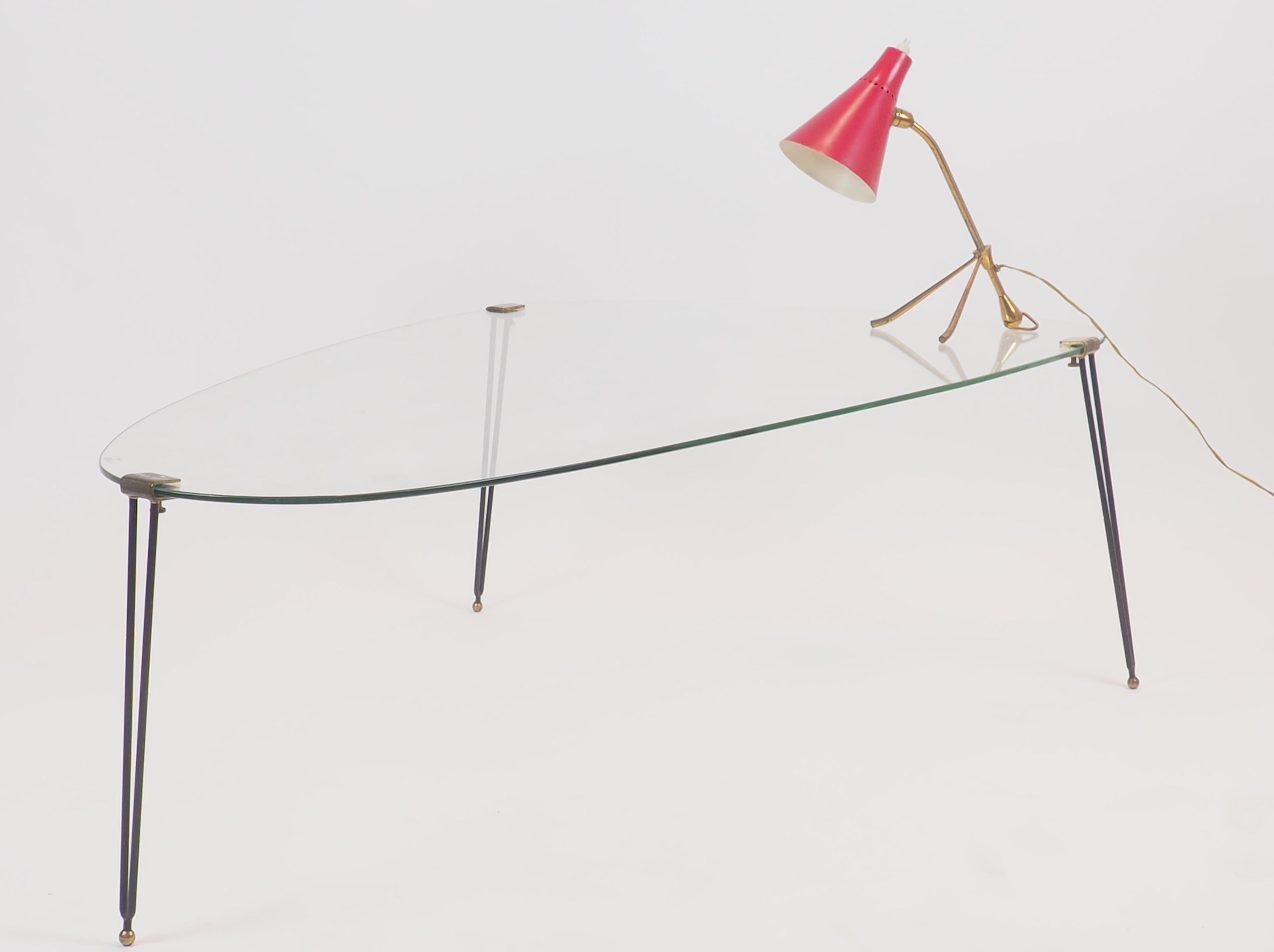 Glass and Brass Midcentury Coffee Table by Vittoriano Viganò, Milano, 1950s 6