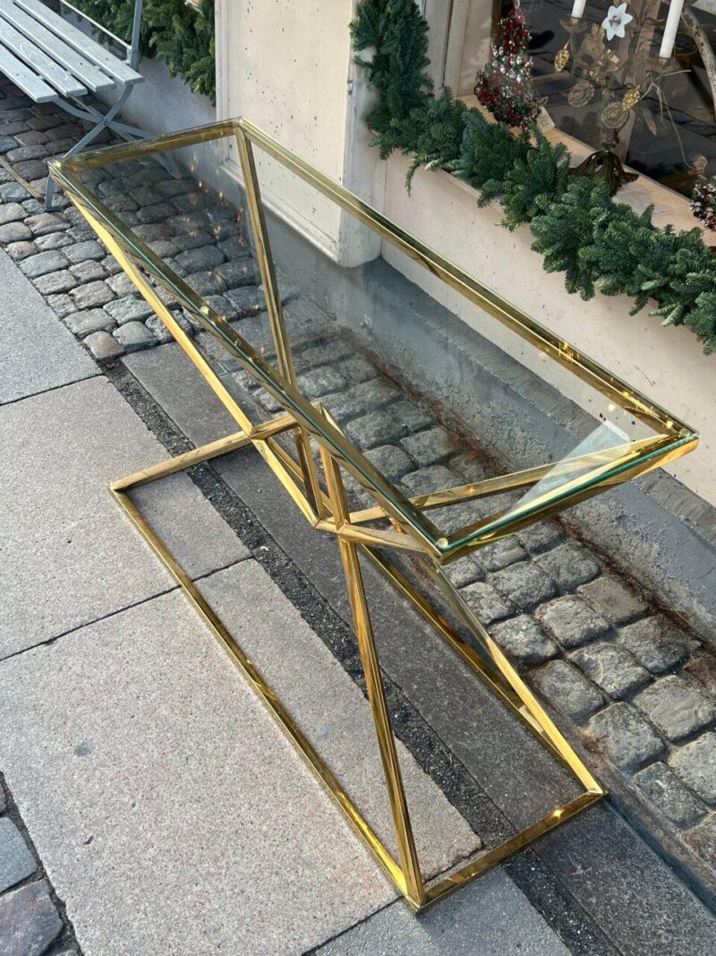 Français Table console en verre et laiton en vente