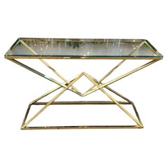 Glass and Brass Midcentury Console Table