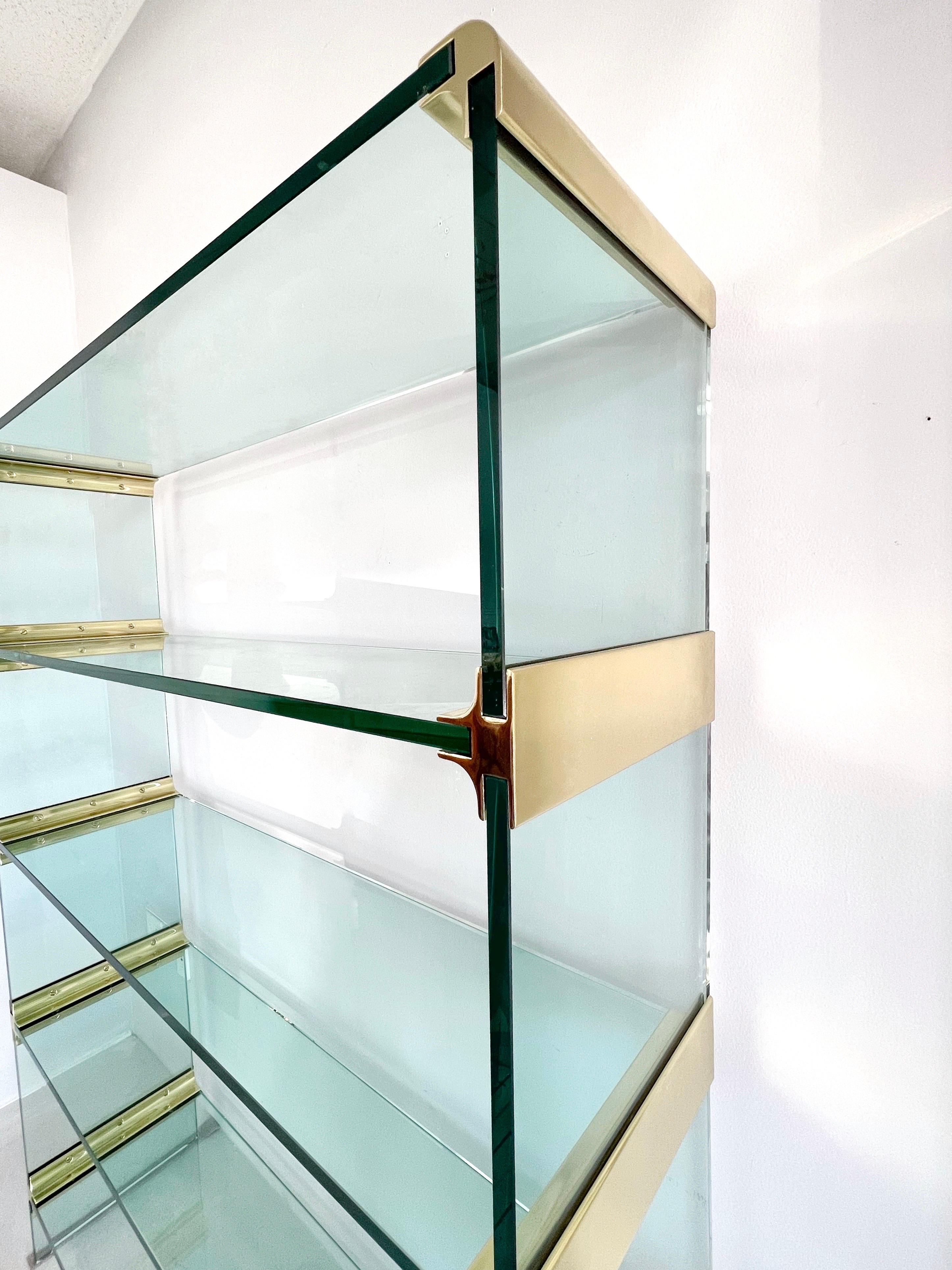 Late 20th Century Glass and Brass Modern Bookcase Etagere, 1970s
