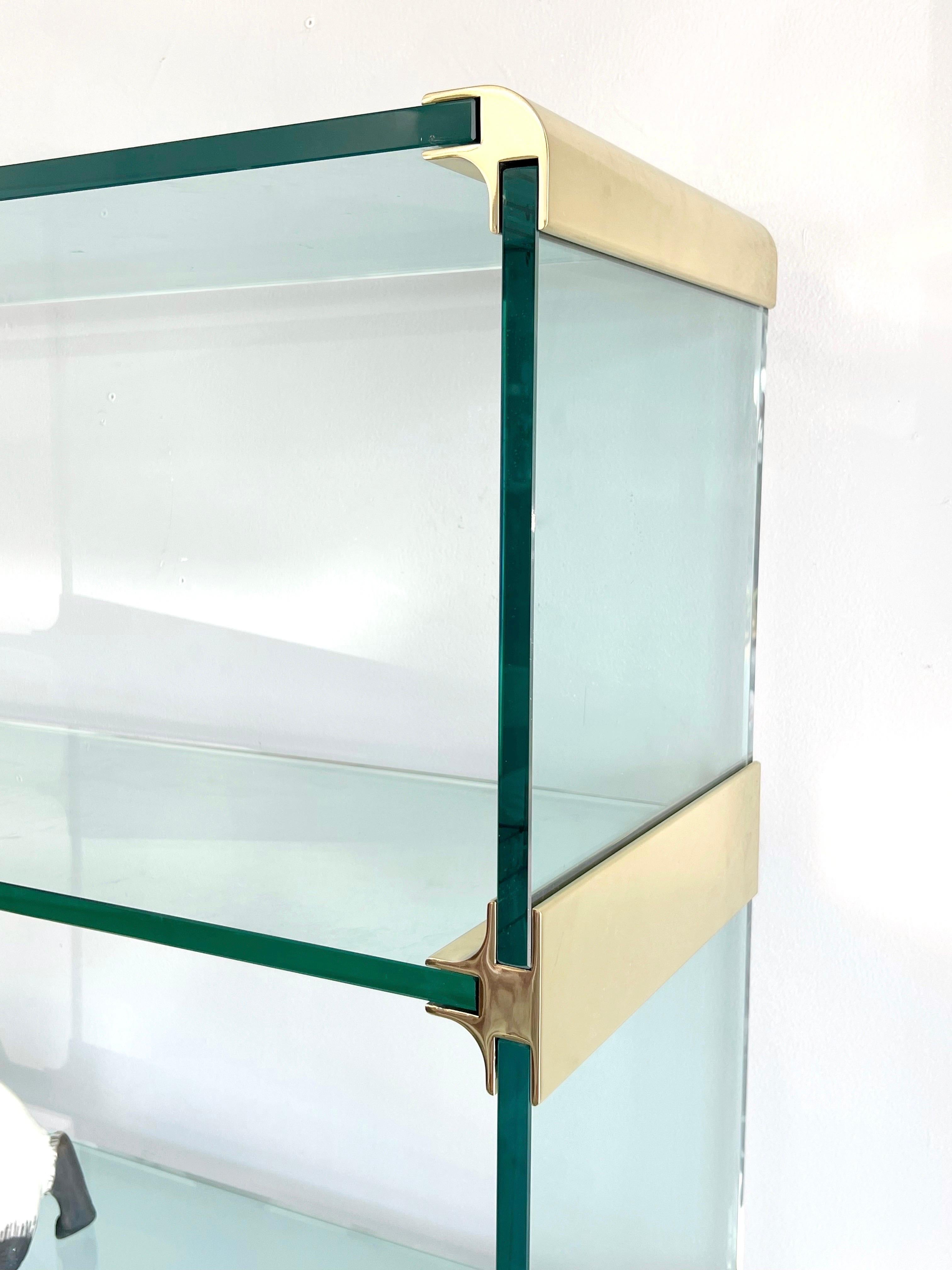 Glass and Brass Modern Bookcase Etagere, 1970s 1