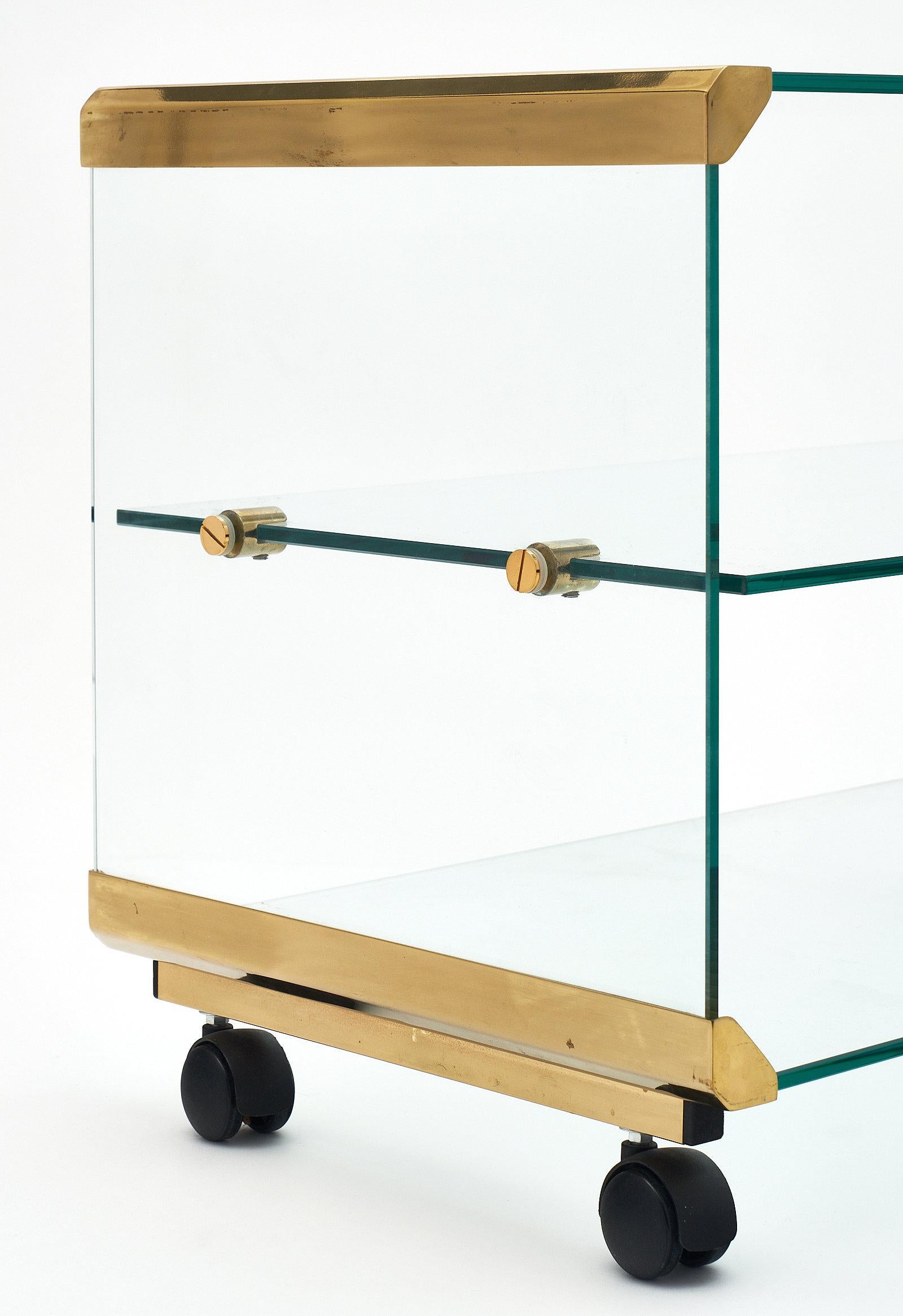 Glass and Brass Modernist Side Table (Moderne)