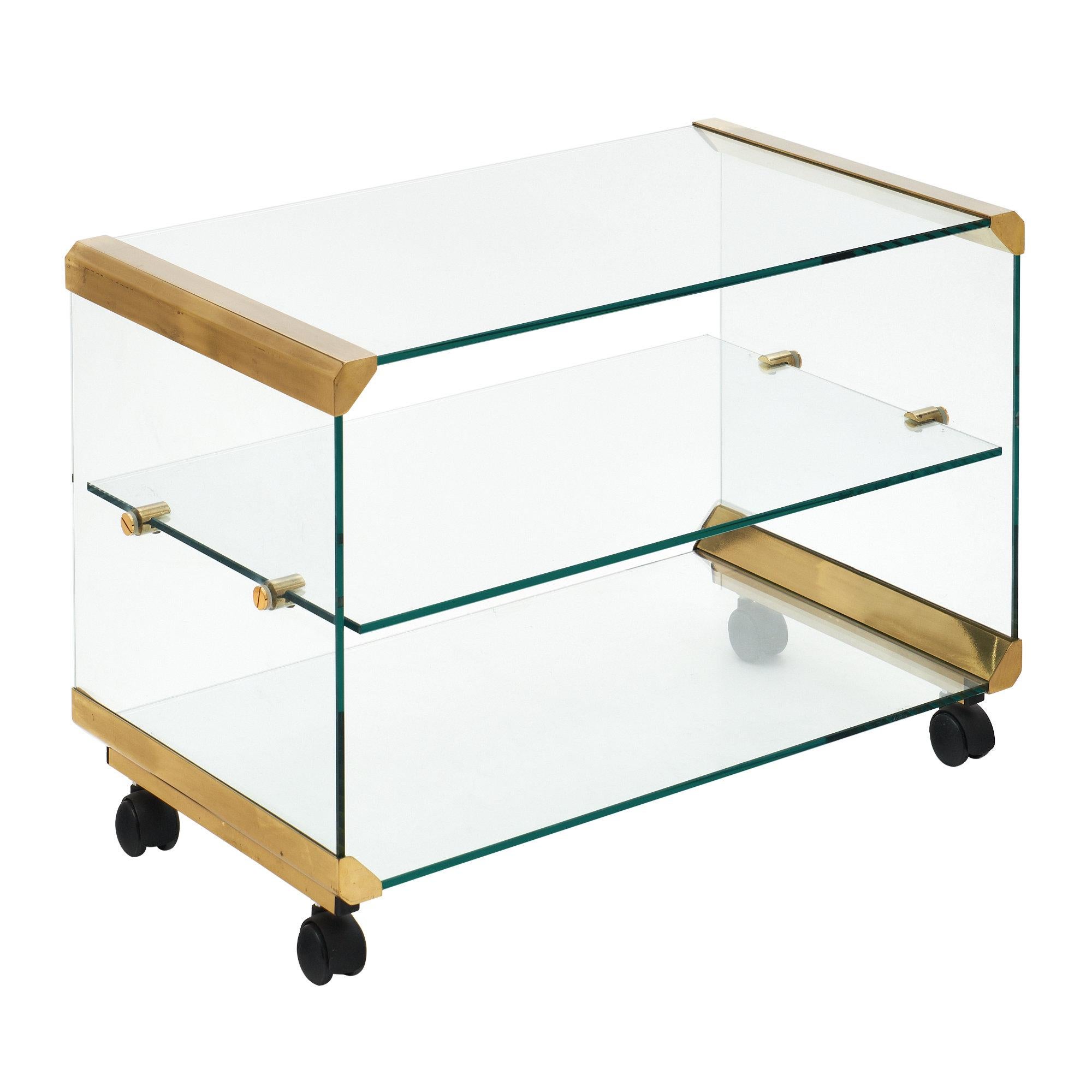 Glass and Brass Modernist Side Table