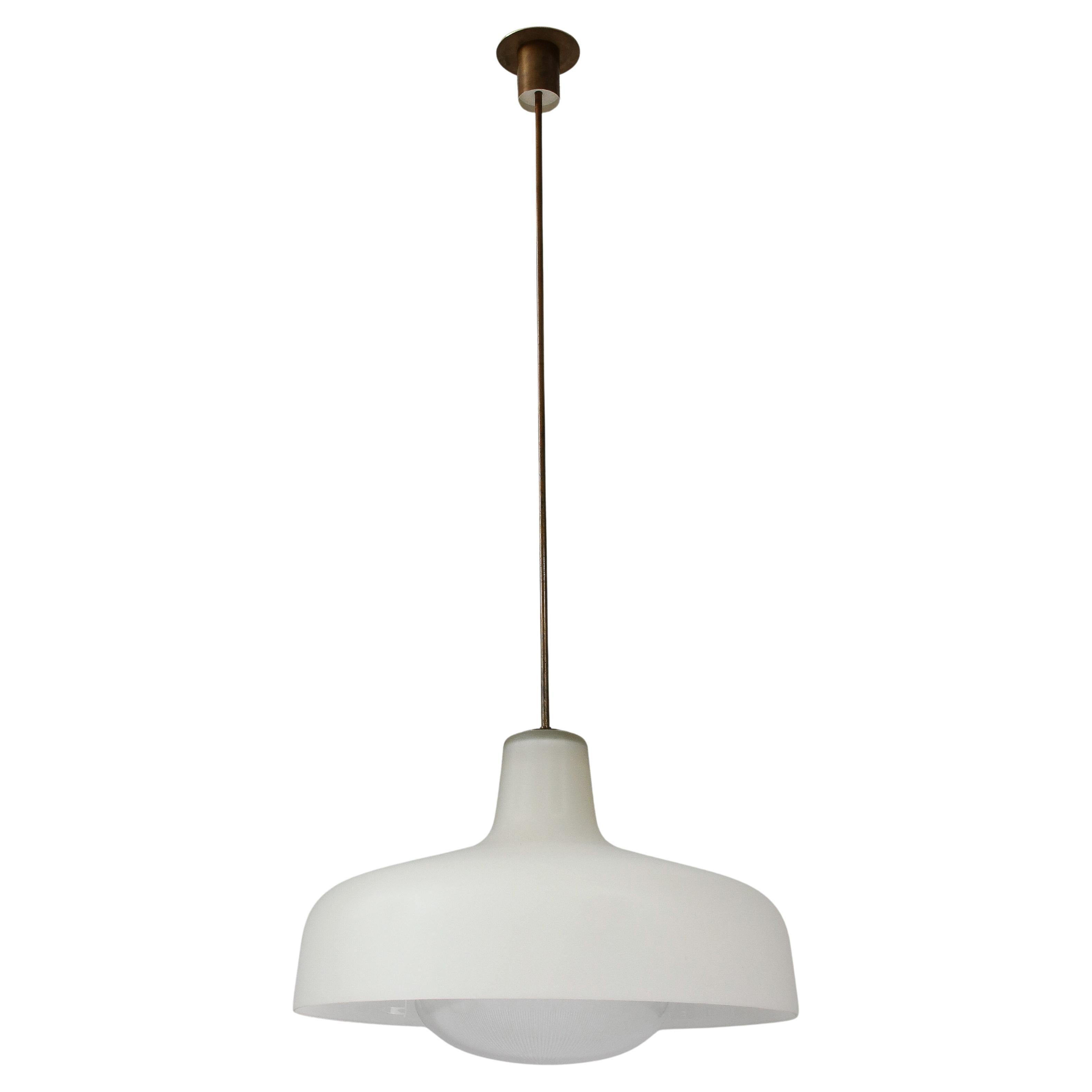 Glass and Brass "Paolina" Ceiling Light, Italy, c. 1960