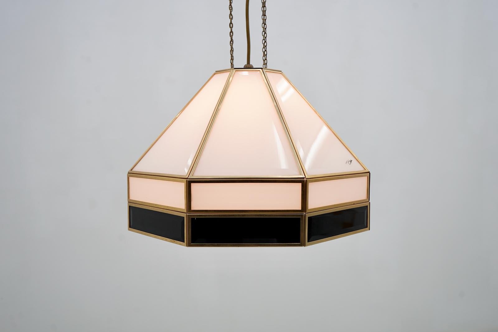 Glass and Brass Pendant by Cari Zalloni for Cazal 1969 For Sale 5