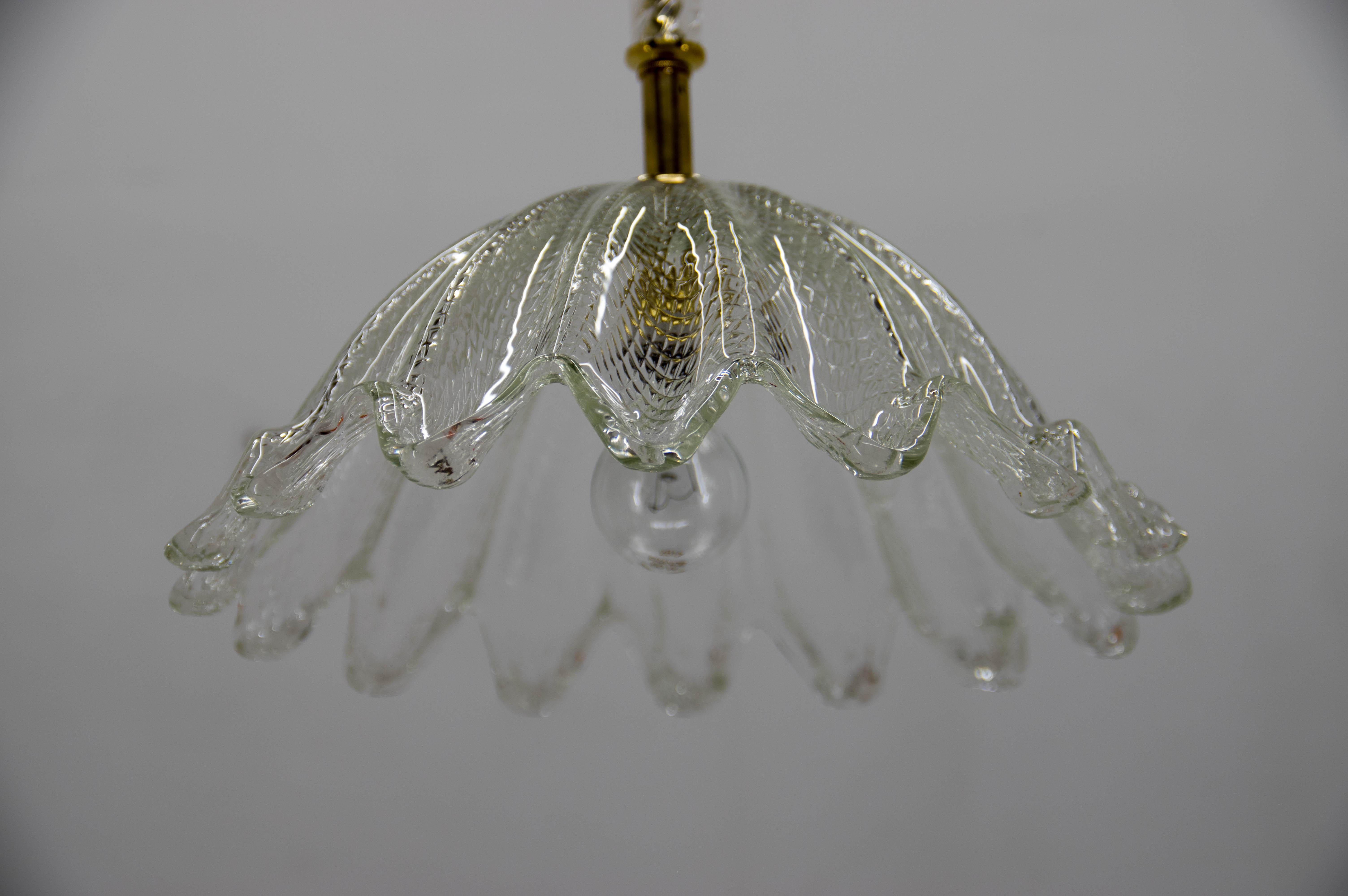 Neoclassical Glass and Brass Pendant, Italy, 1970s For Sale