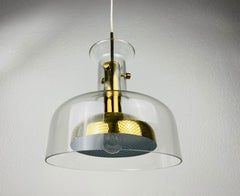 Glass and Brass Pendant Lamp by Anders Pehrson for Atelje Lyktan, Sweden 1960s