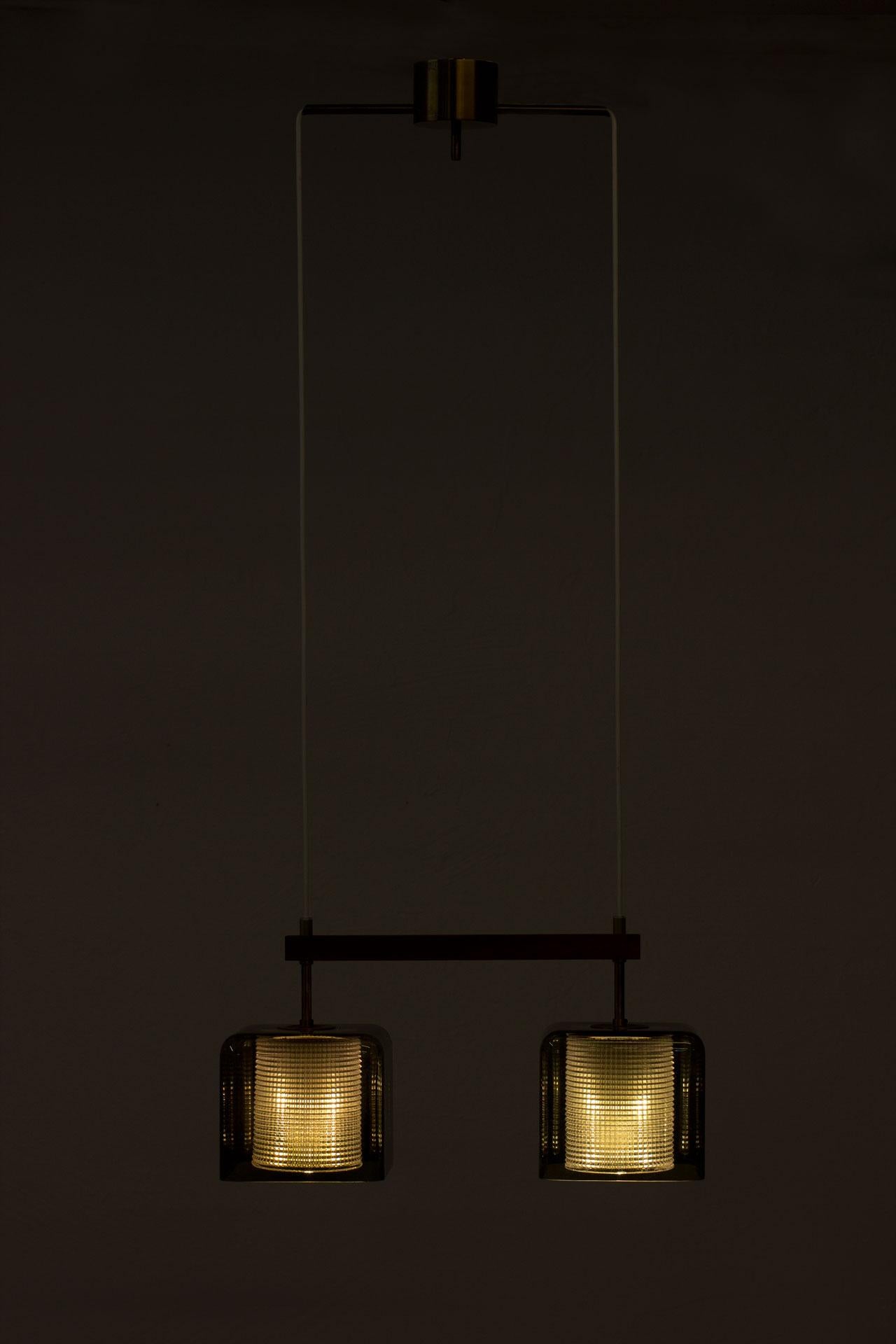 Glass and Brass Pendant Lamp by Carl Fagerlund for Orrefors 4