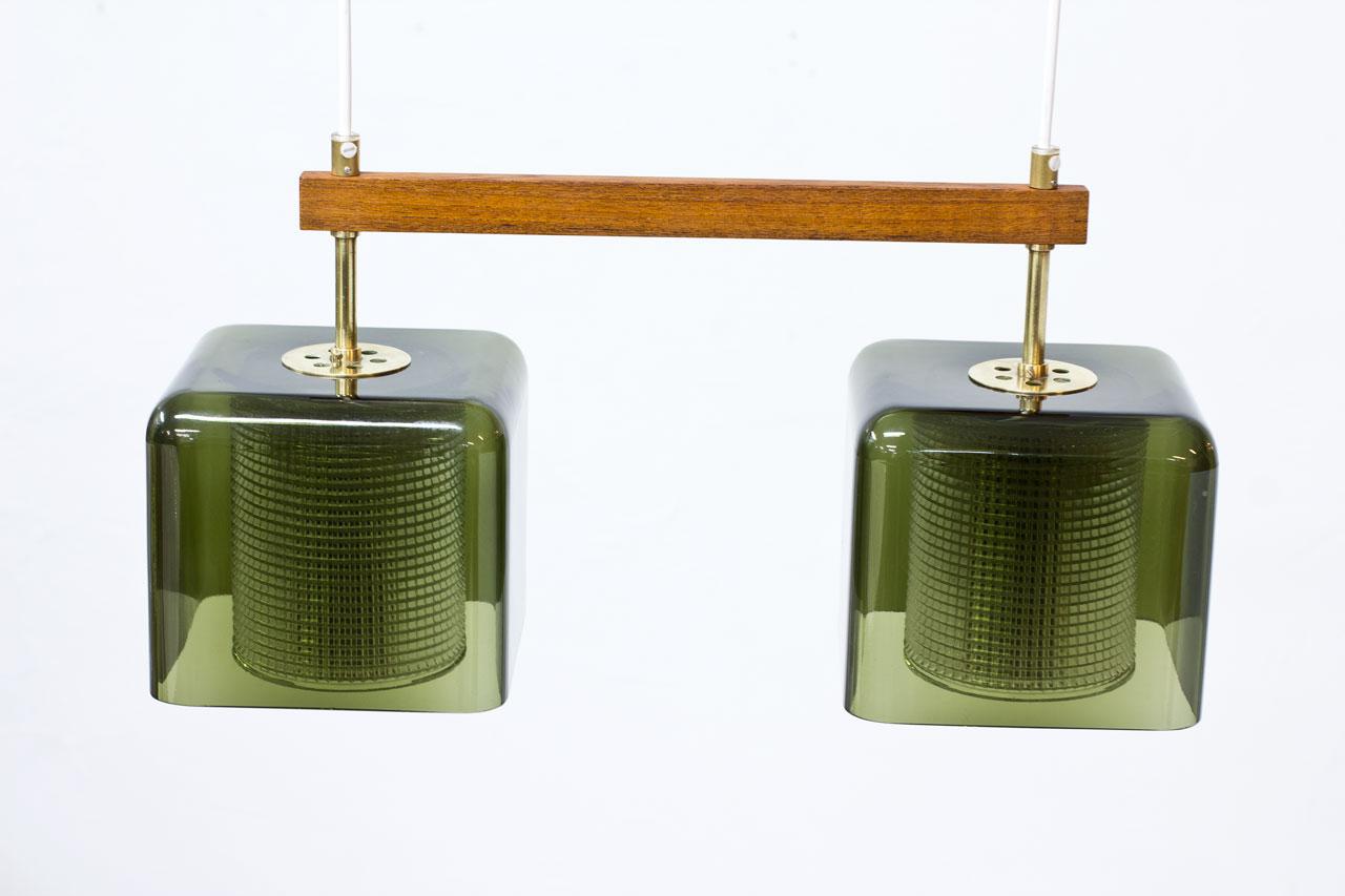 20th Century Glass and Brass Pendant Lamp by Carl Fagerlund for Orrefors