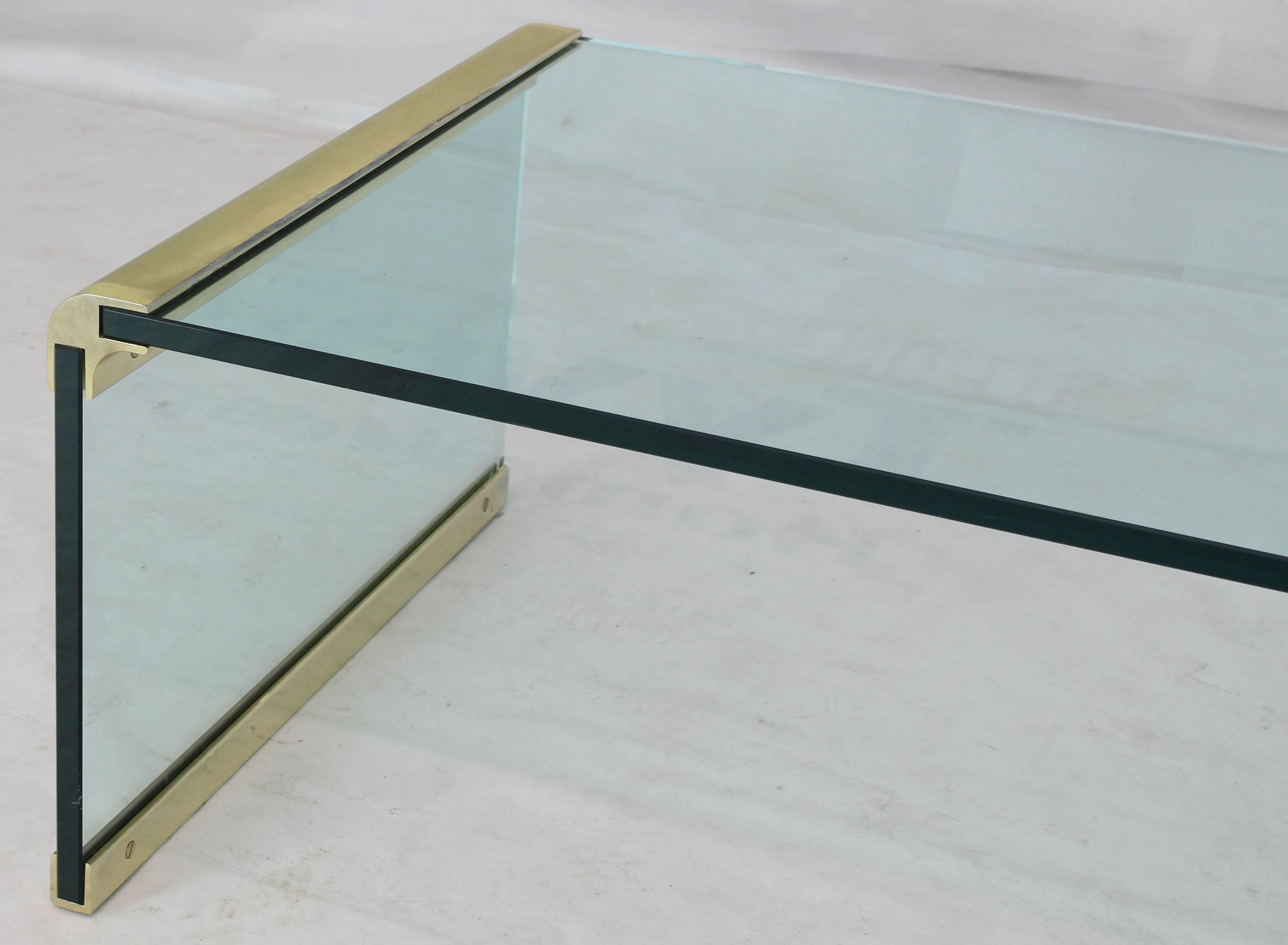 American Glass and Brass Rectangular Coffee Table