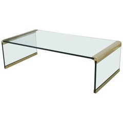 Glass and Brass Rectangular Coffee Table