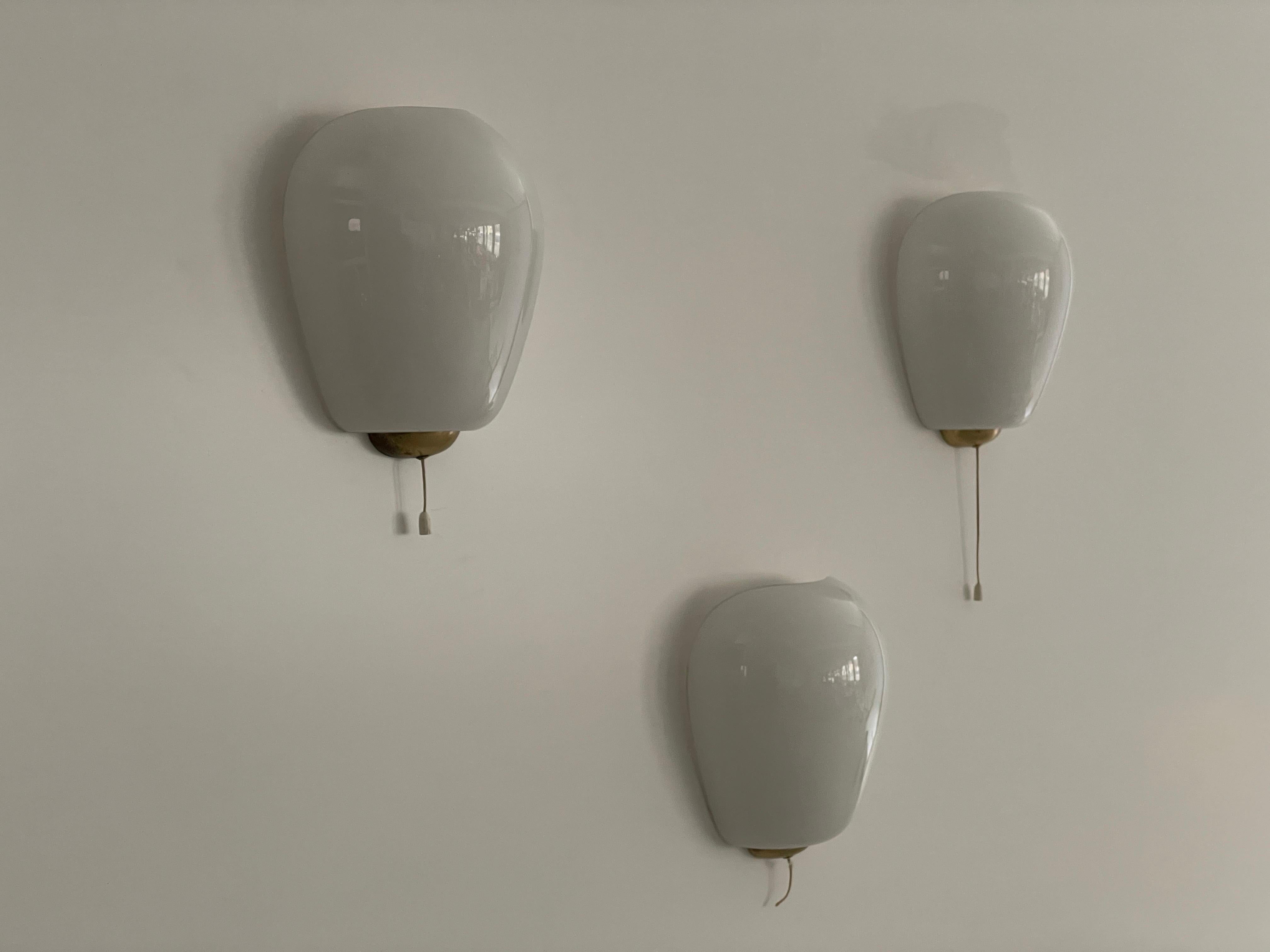 Mid-20th Century Glass and Brass Sconces by Wilhelm Wagenfeld for Peill & Putzler, 1960s, Germany For Sale