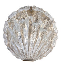 Glass and Brass Shell Sconce, Midcentury