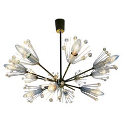 Glass and Brass 'Snowflake' Chandelier by Emil Stejnar for Rupert Nikoll, 1960s